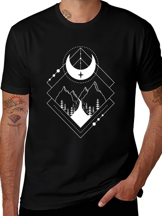 Geometric Mountain Moon Graphic Tee