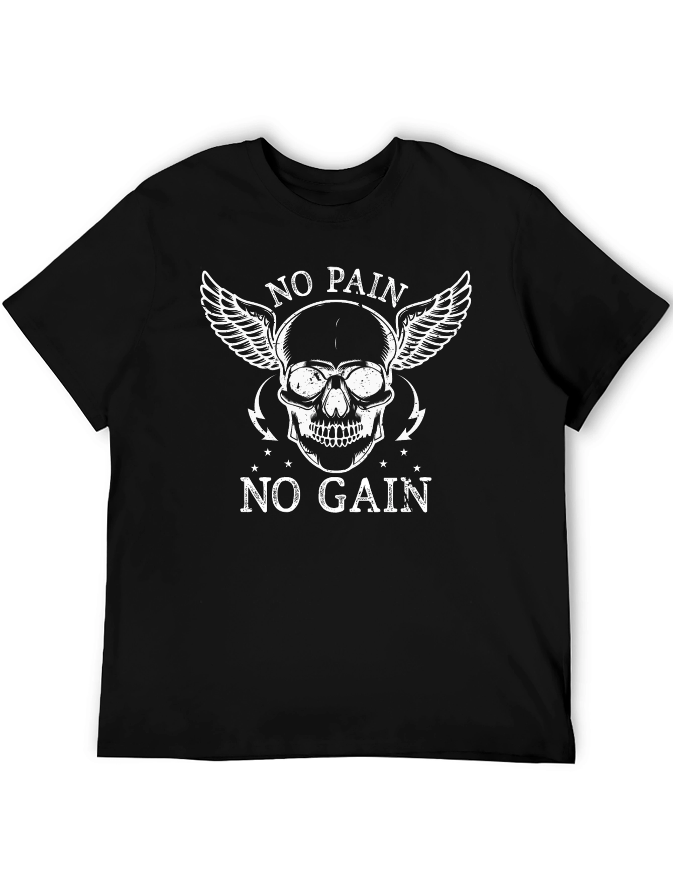No Pain No Gain Skull Graphic T-Shirt
