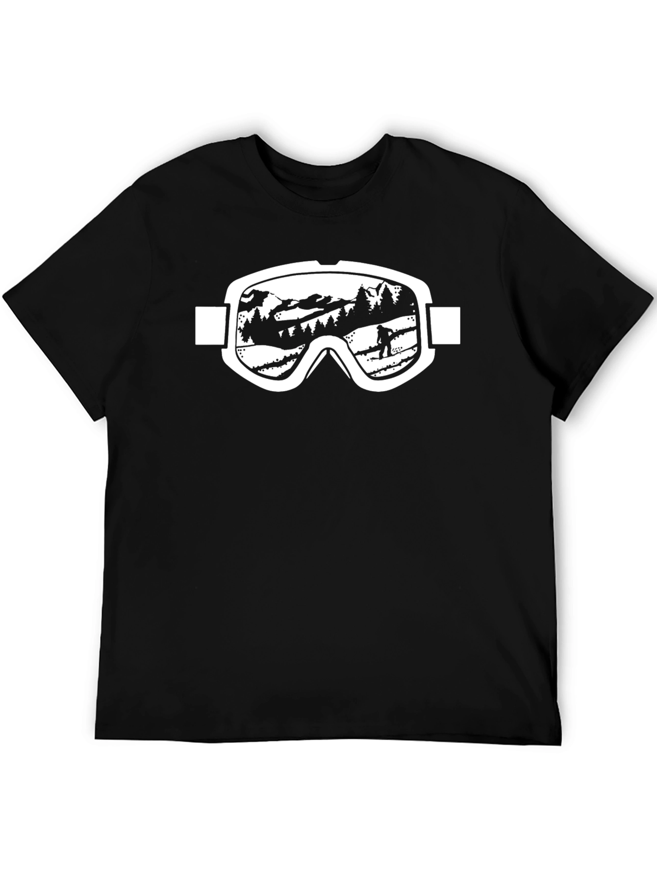 Ski Goggles Mountain Scene Black Tee