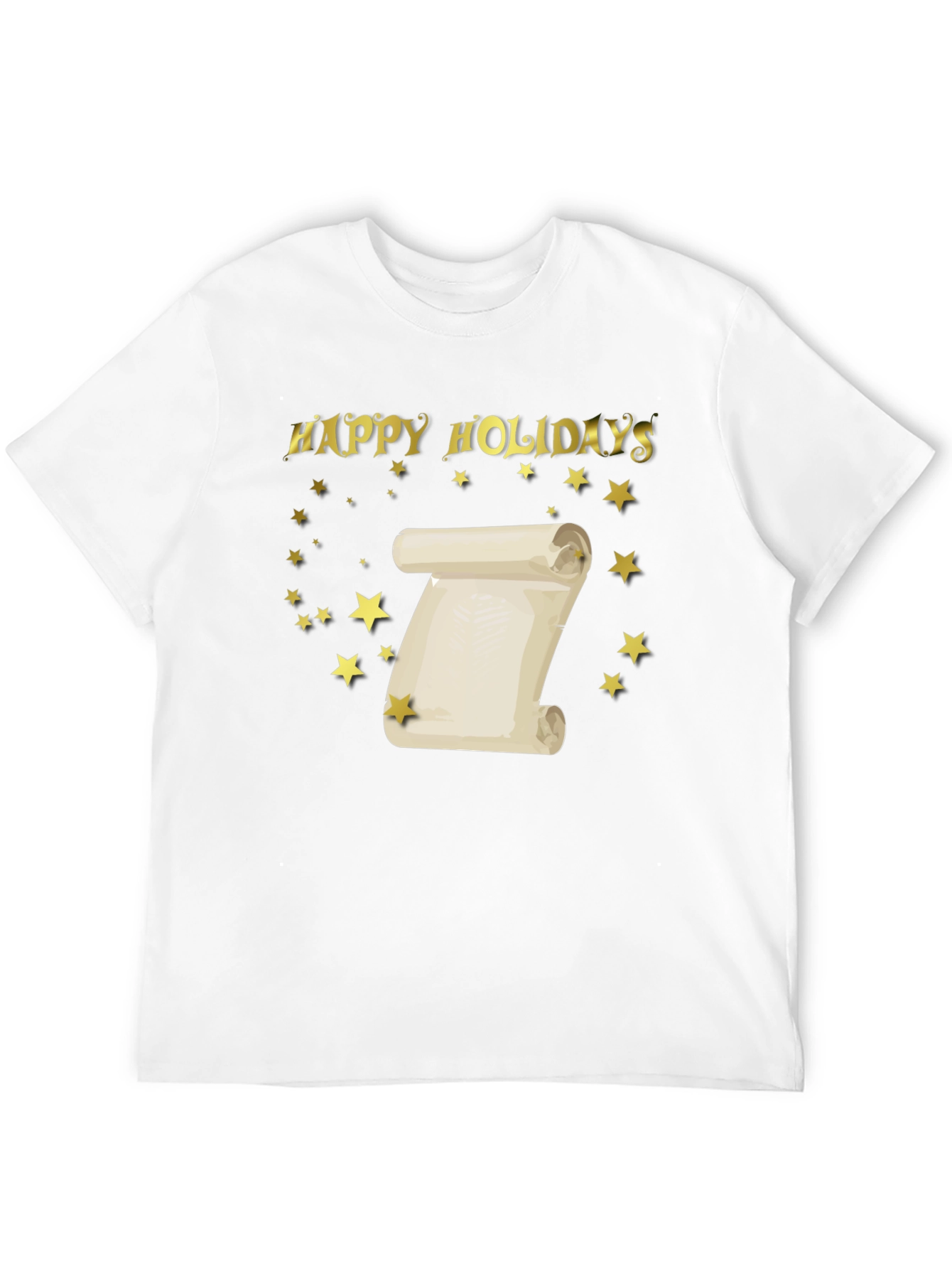 Happy Holidays Scroll Black T-Shirt