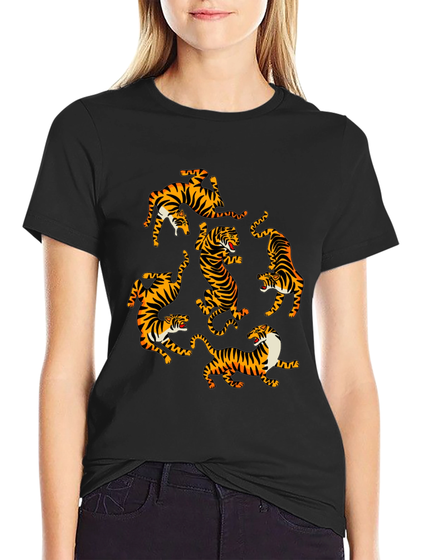 Tiger Graphic Print Crew Neck T-Shirt
