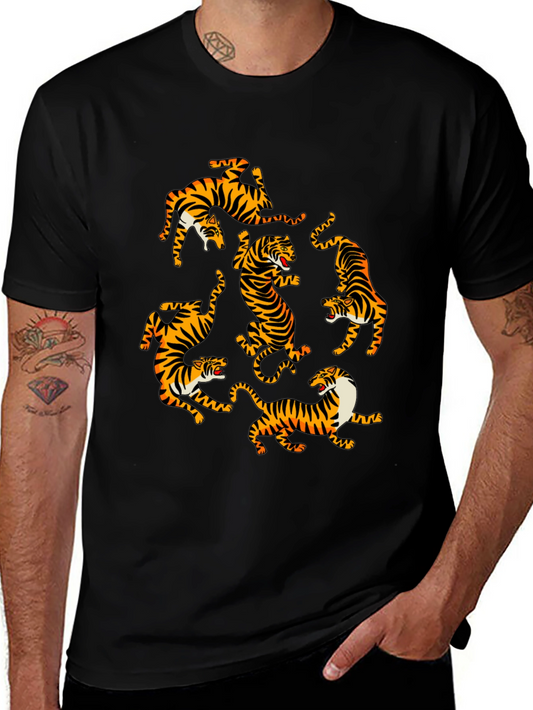 Tiger Graphic Print Crew Neck T-Shirt