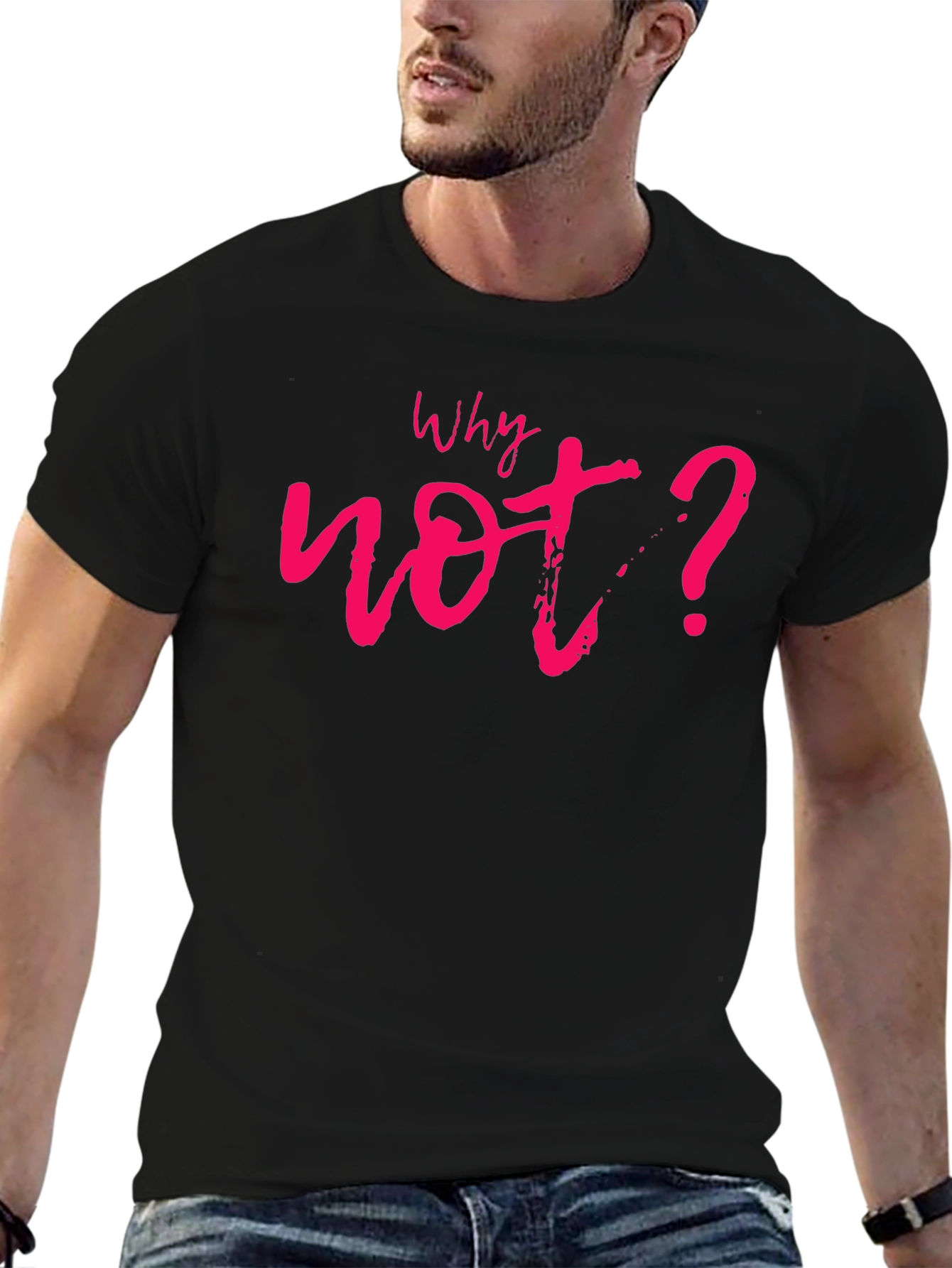 Why Not? Black Crew Neck T-Shirt