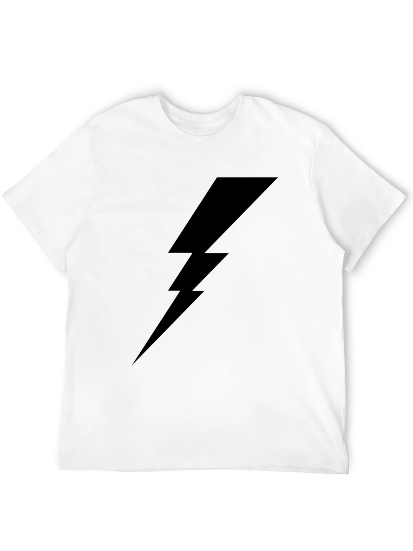 Bold Lightning Bolt Graphic Tee - Black Cotton T-Shirt