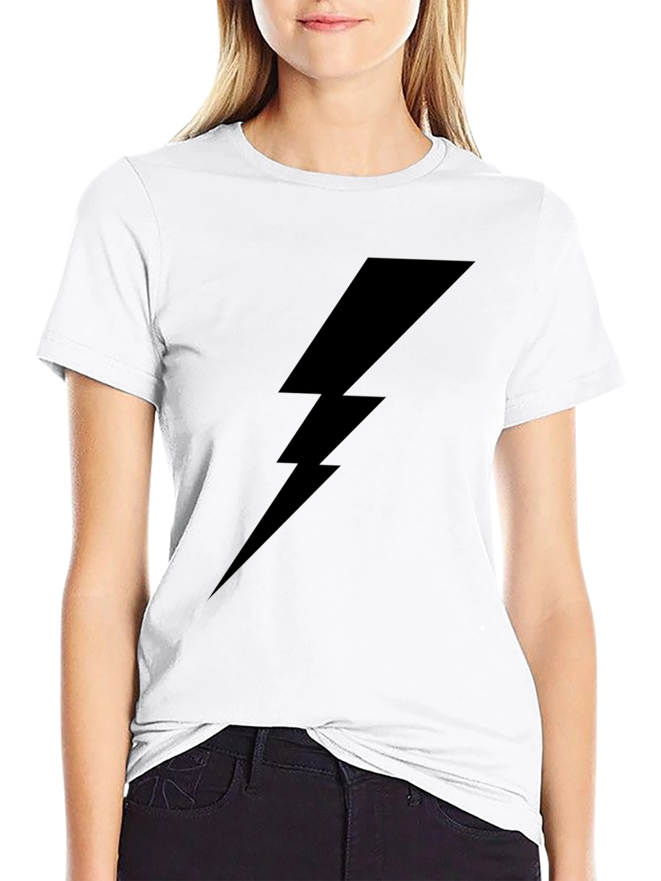 Bold Lightning Bolt Graphic Tee - Black Cotton T-Shirt