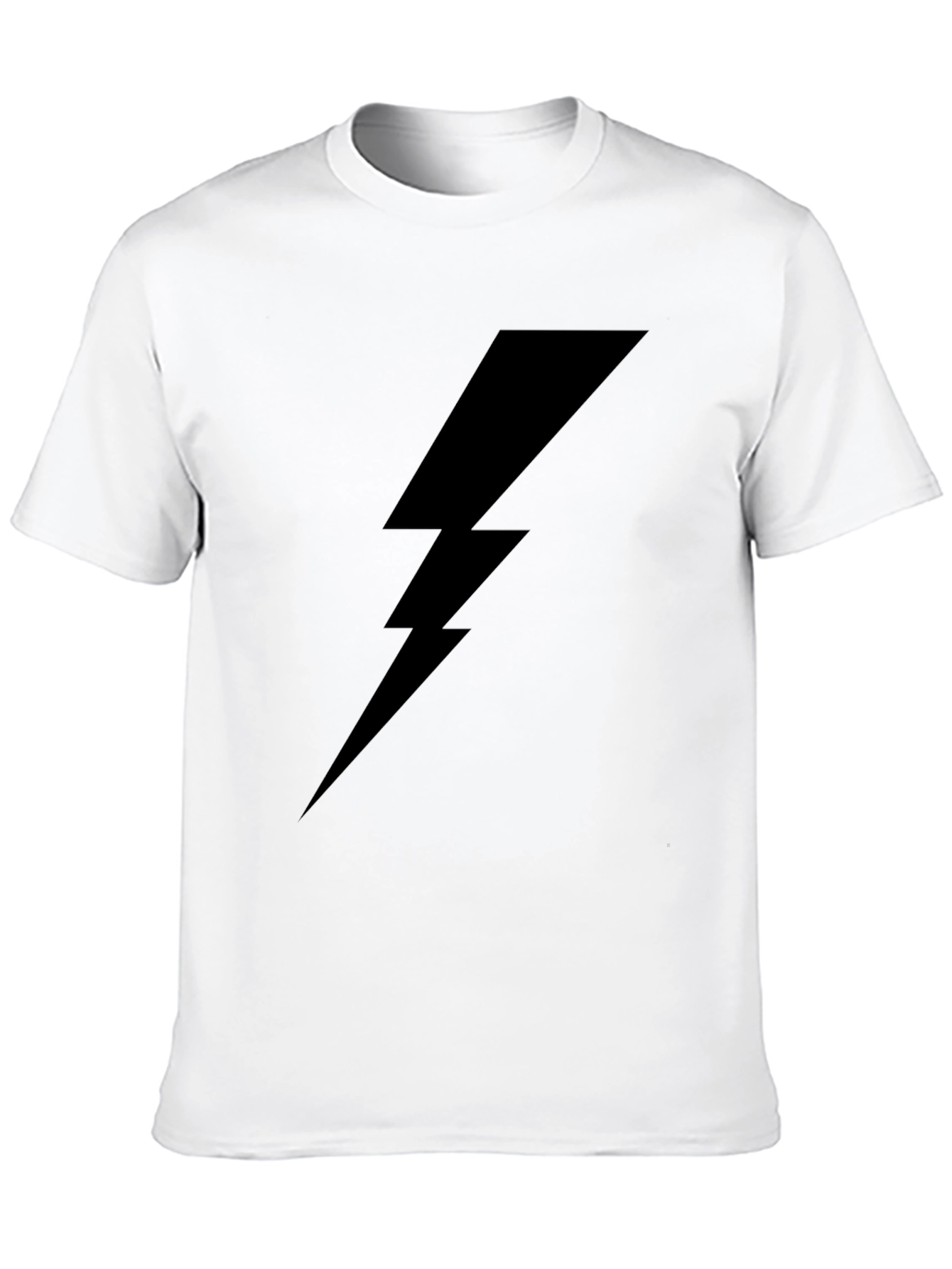 Bold Lightning Bolt Graphic Tee - Black Cotton T-Shirt