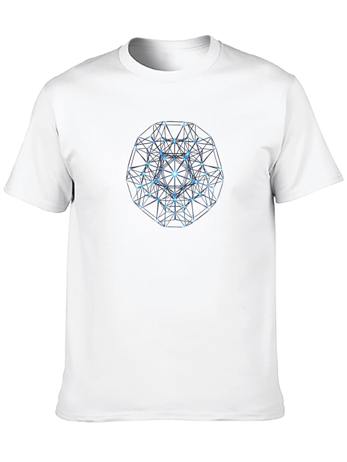 Geometric Blue Orb Graphic Print Black T-Shirt
