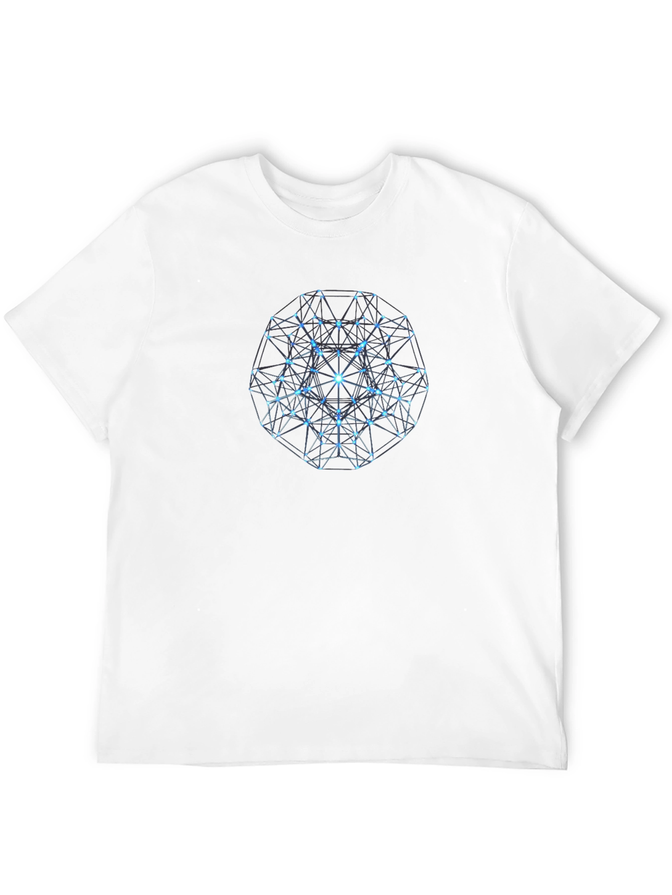 Geometric Blue Orb Graphic Print Black T-Shirt