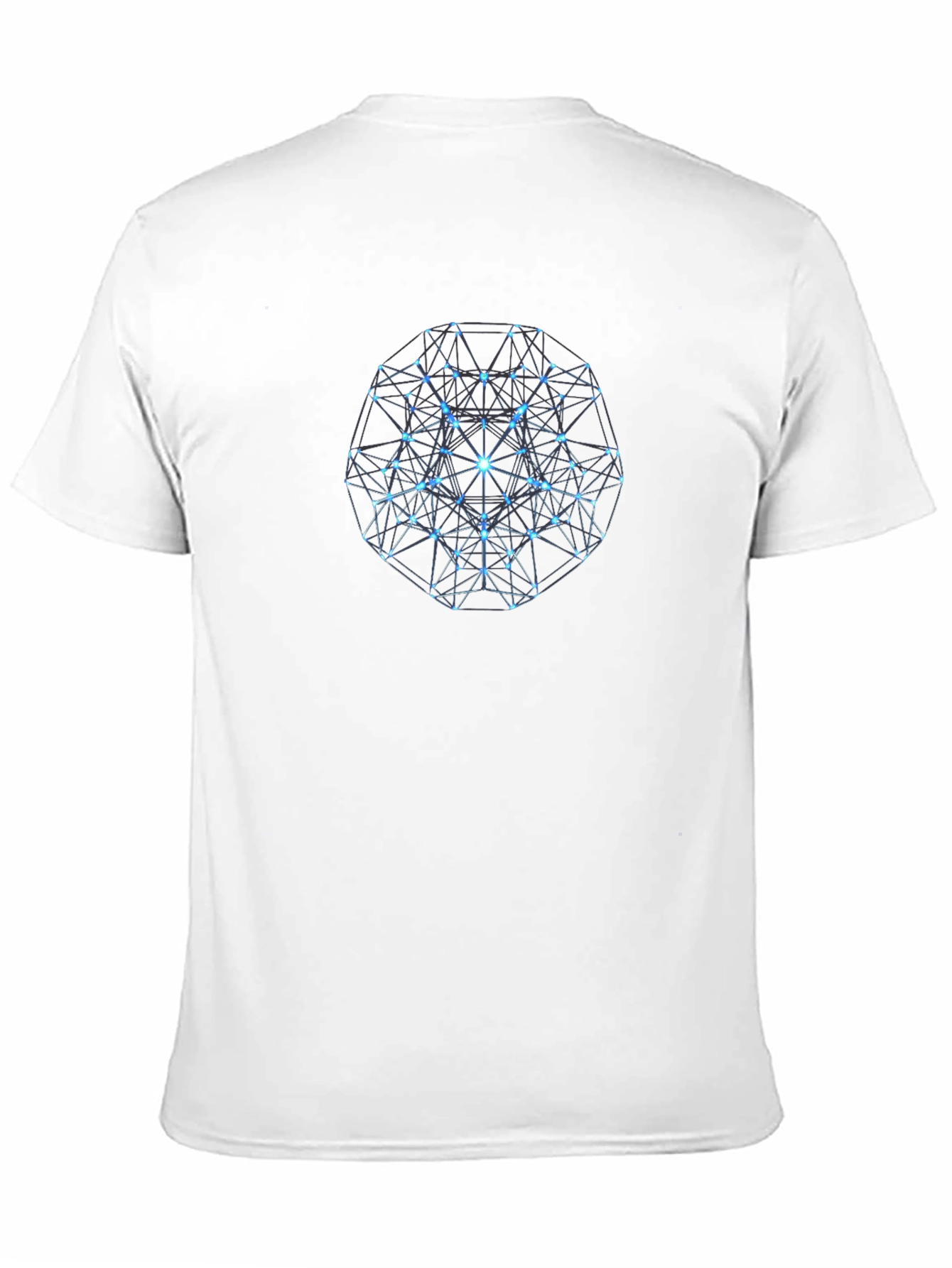 Geometric Blue Orb Graphic Print Black T-Shirt