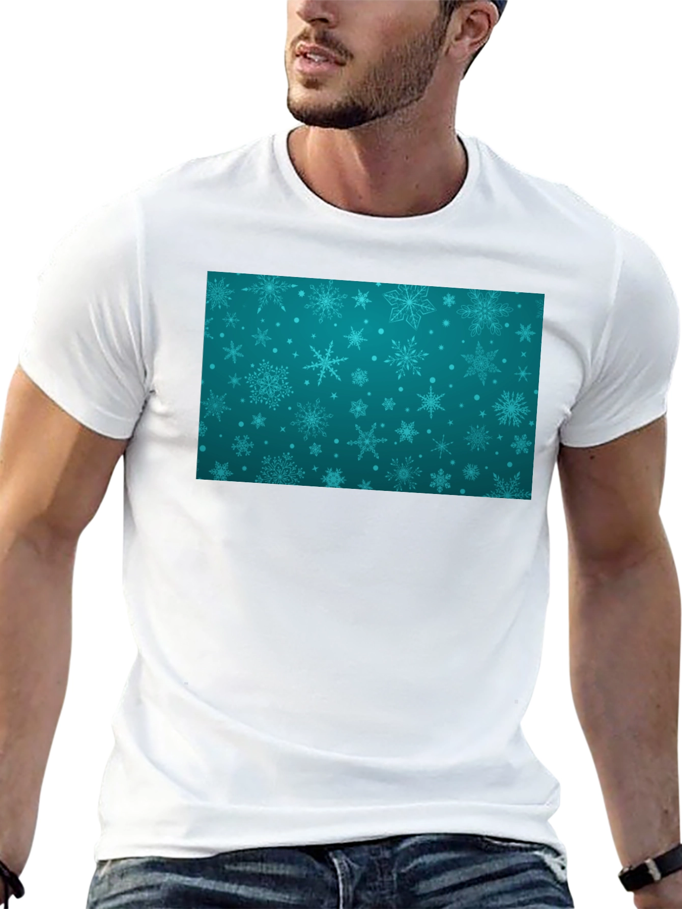 Snowflake Pattern Black T-Shirt