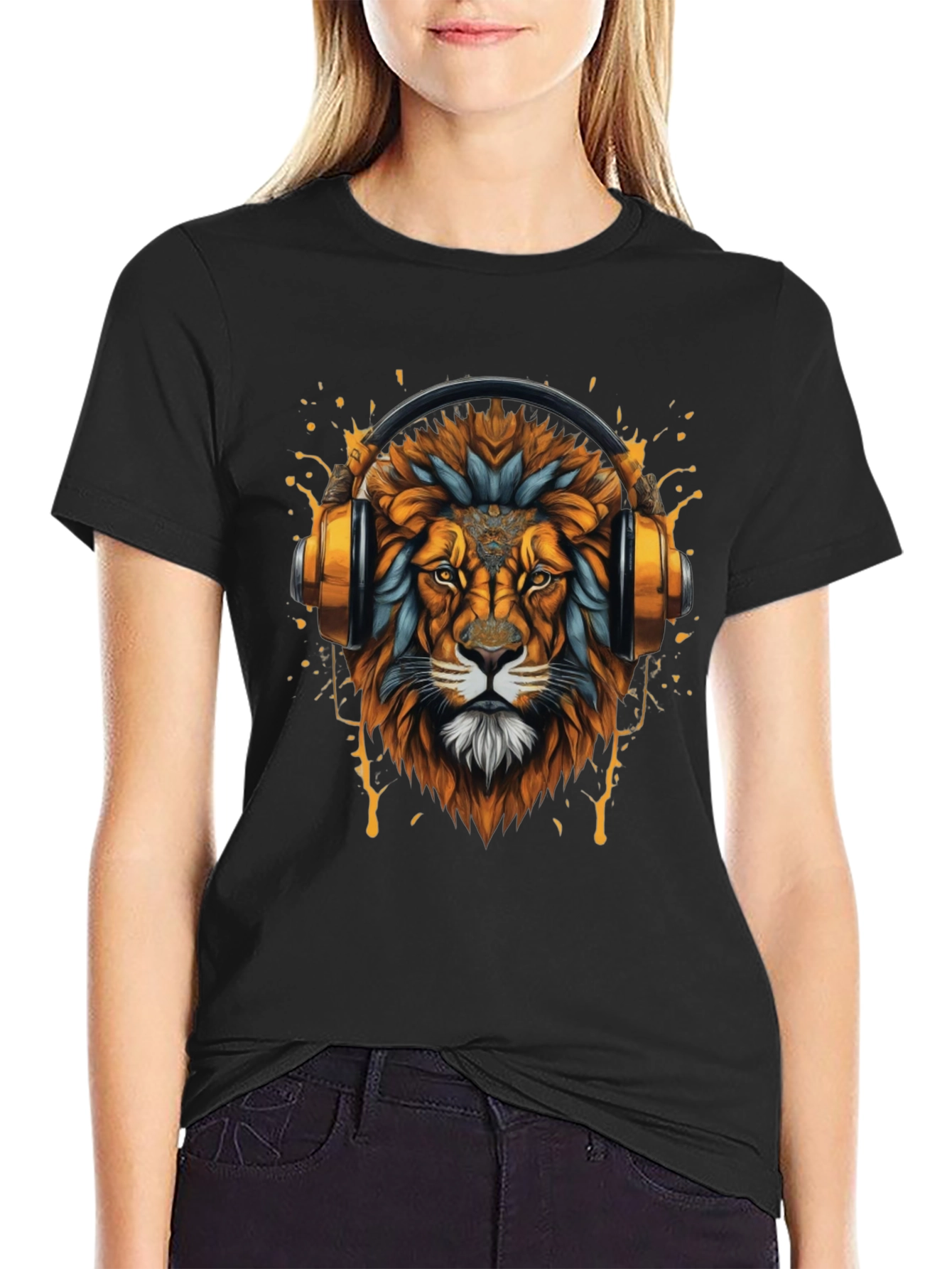 Lion Headphone Graphic T-Shirt