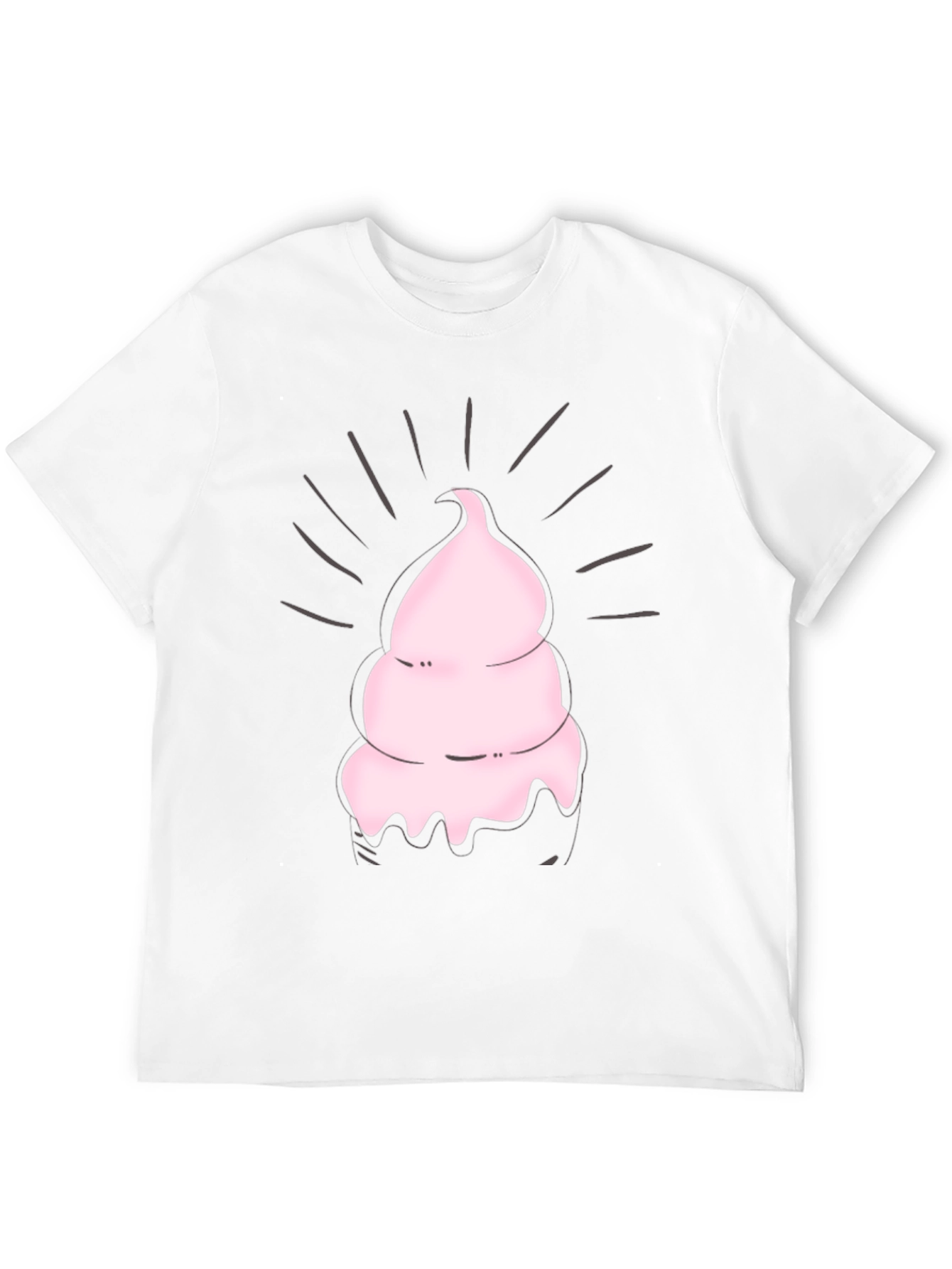 Pink Ice Cream Graphic Black Tee
