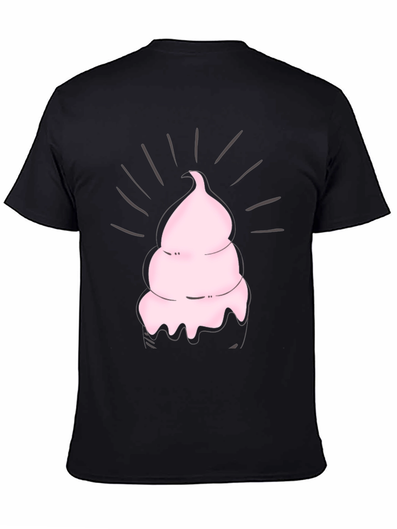 Pink Ice Cream Graphic Black Tee
