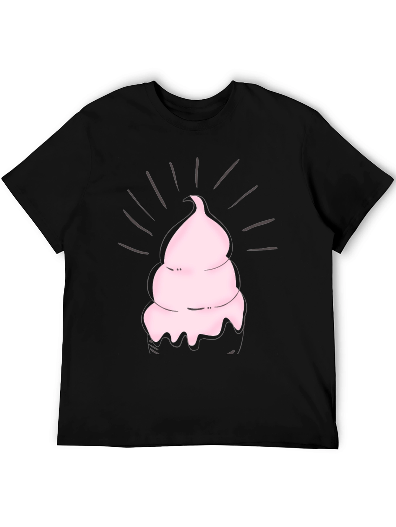 Pink Ice Cream Graphic Black Tee