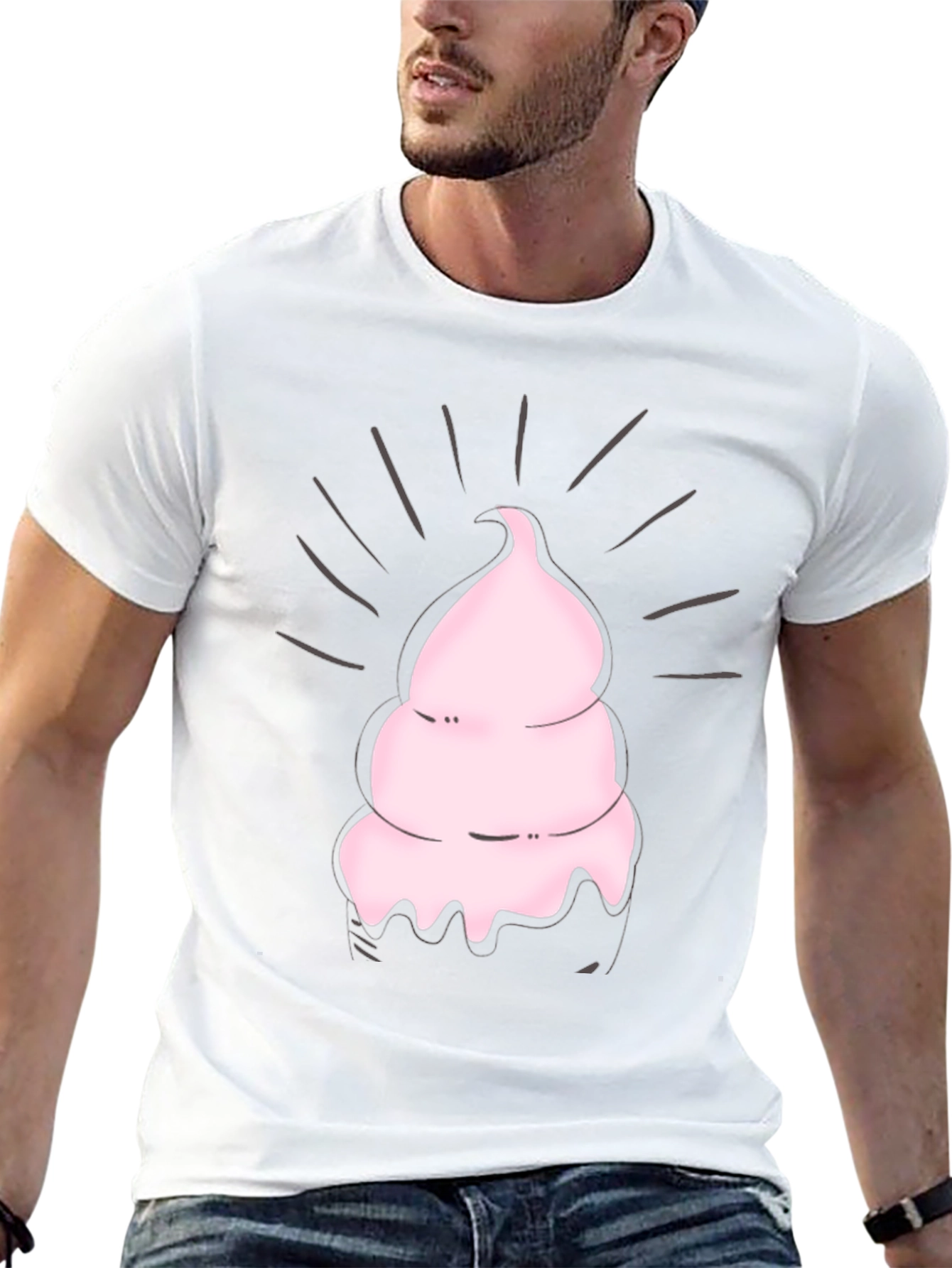 Pink Ice Cream Graphic Black Tee