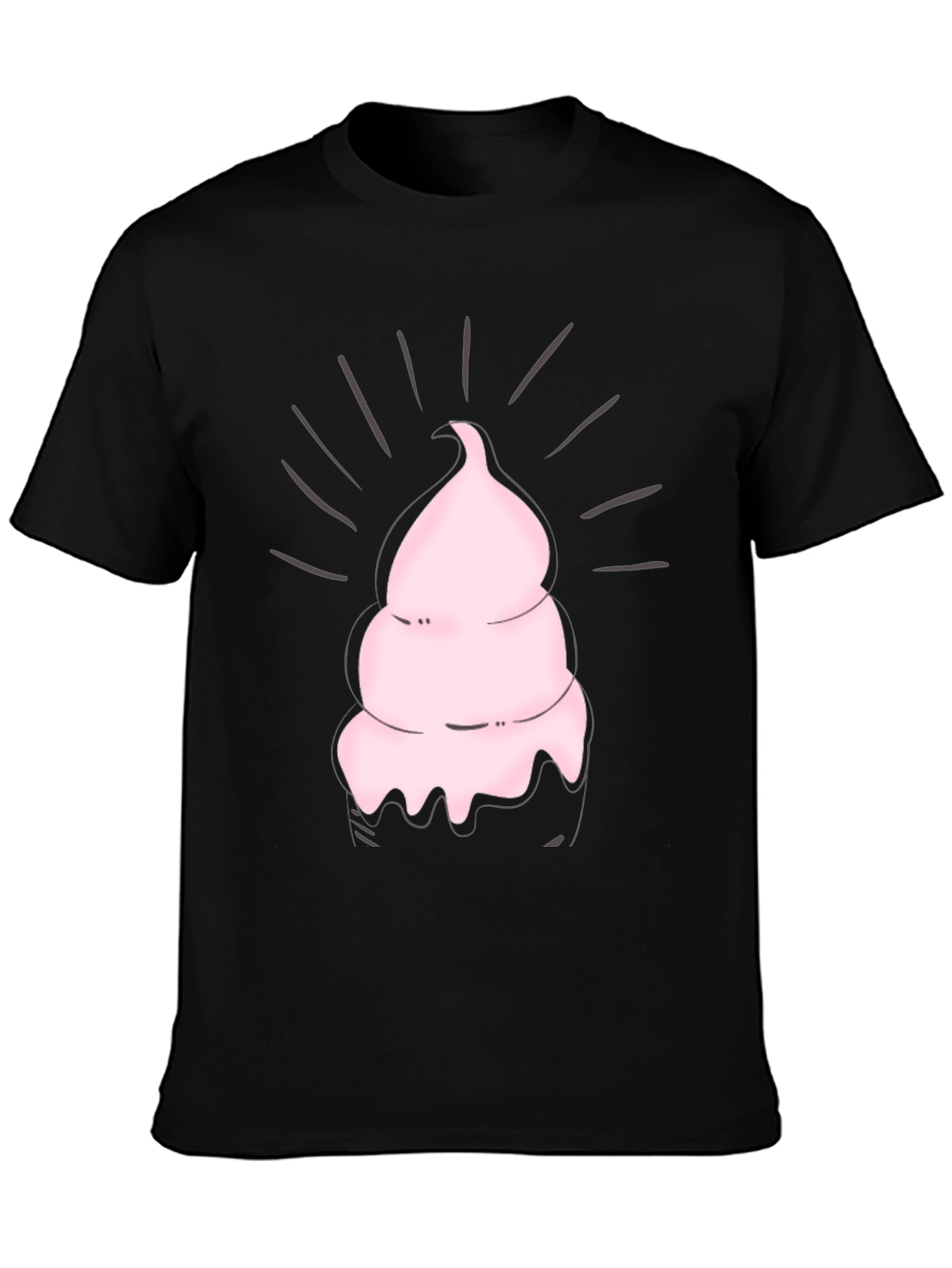 Pink Ice Cream Graphic Black Tee