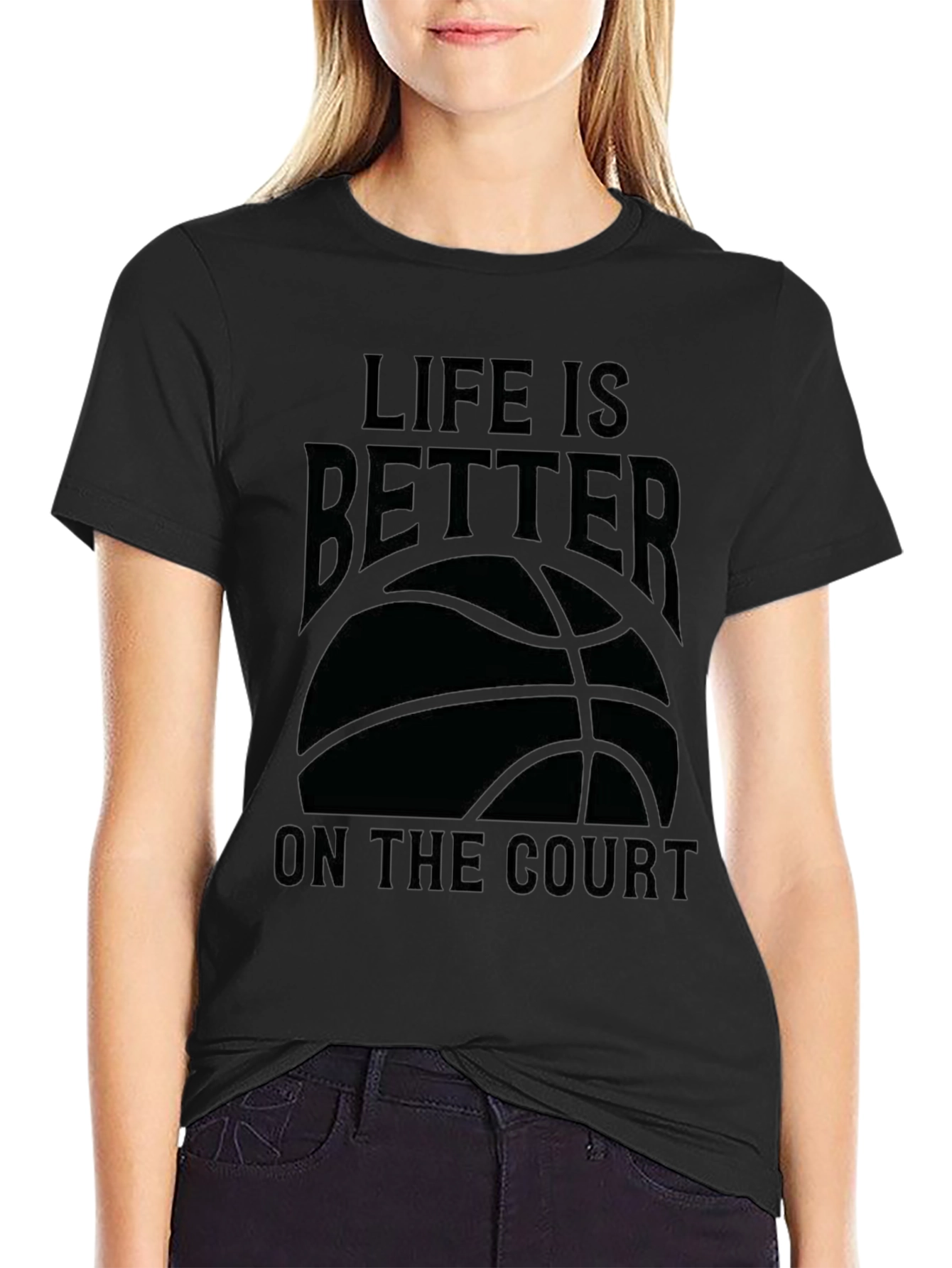 Life is Better on the Court - Black T-Shirt