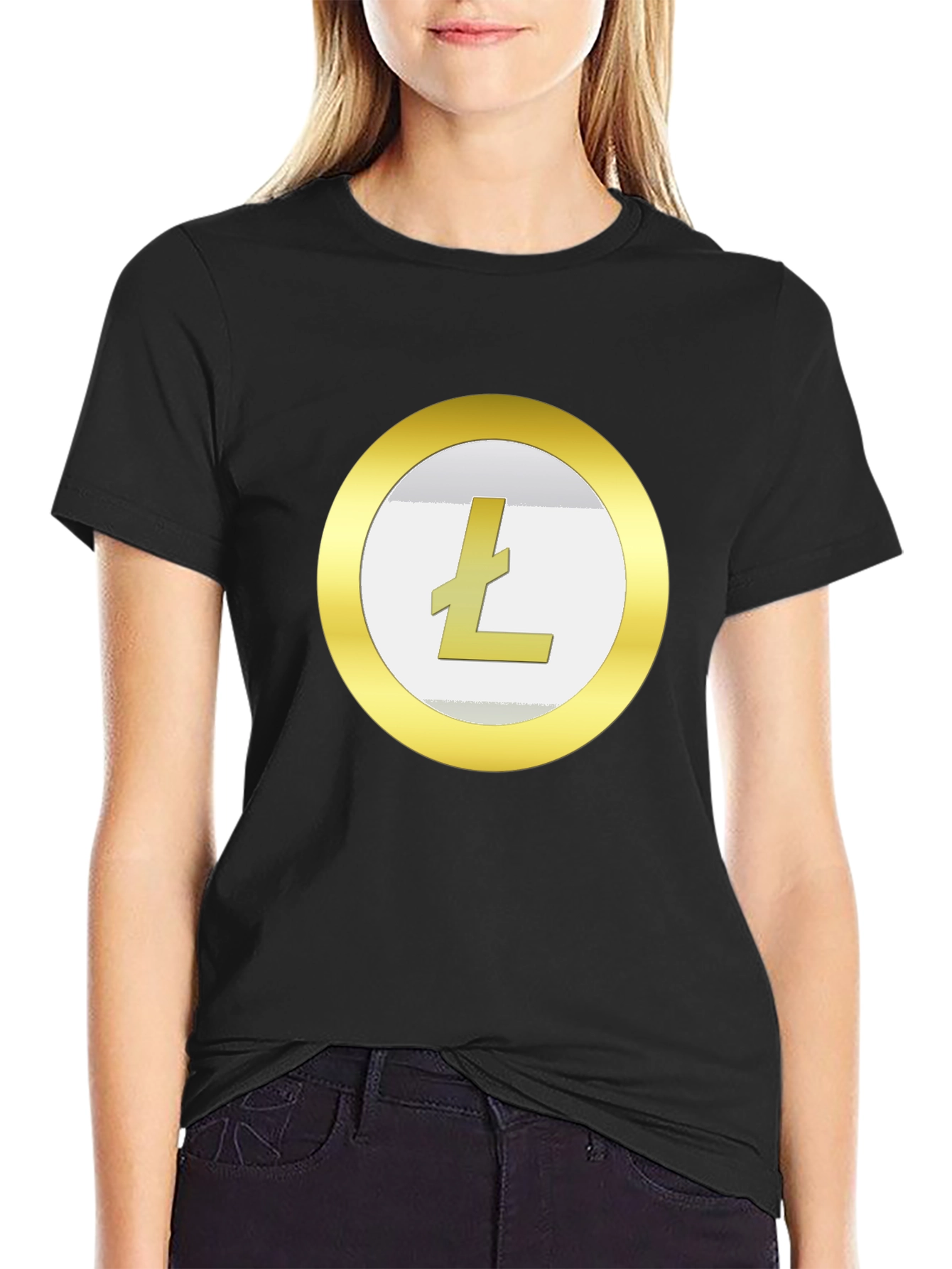 Litecoin Crypto T-Shirt - Gold Coin Design