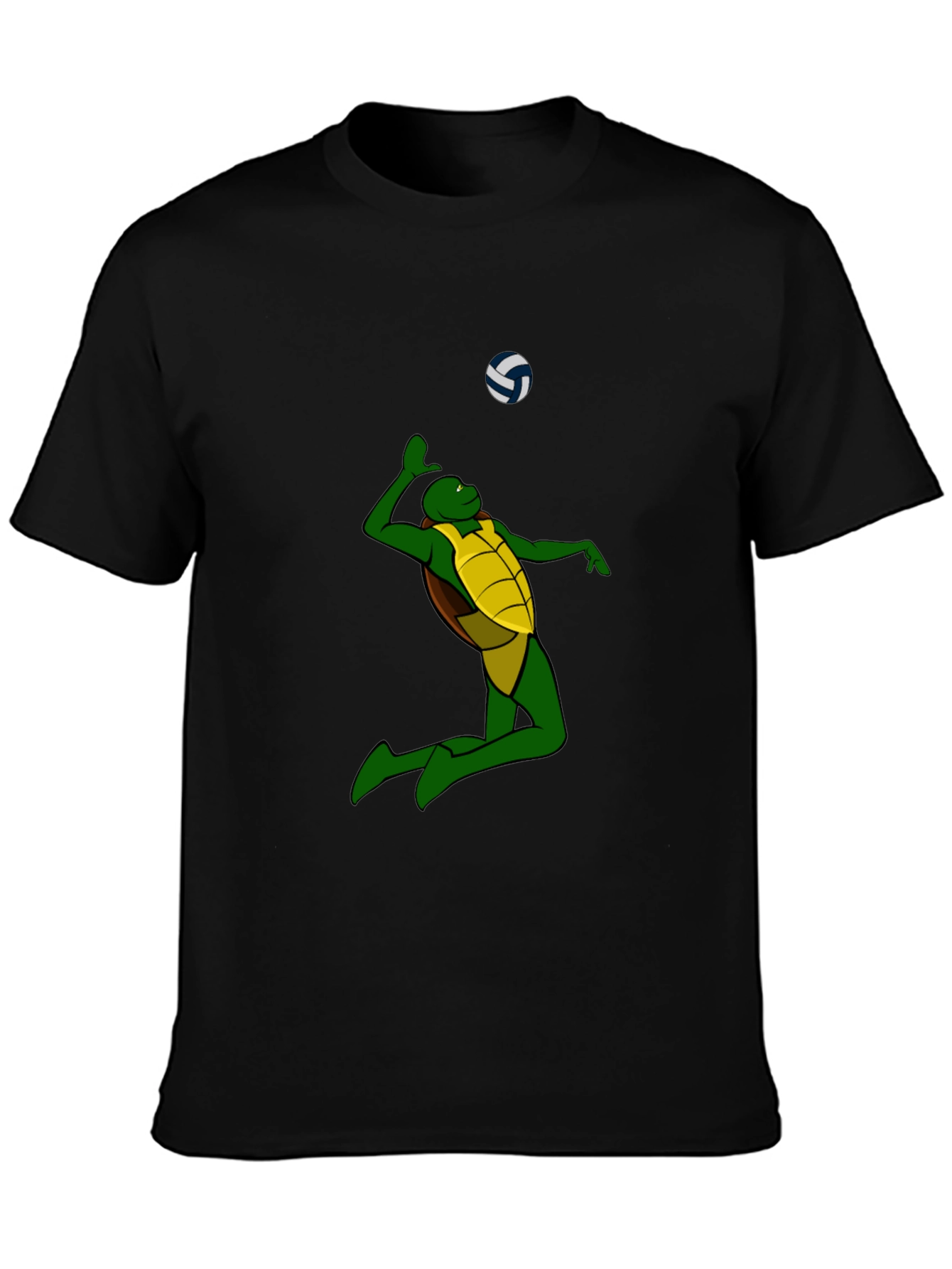 Turtle Volleyball Graphic T-Shirt - Black