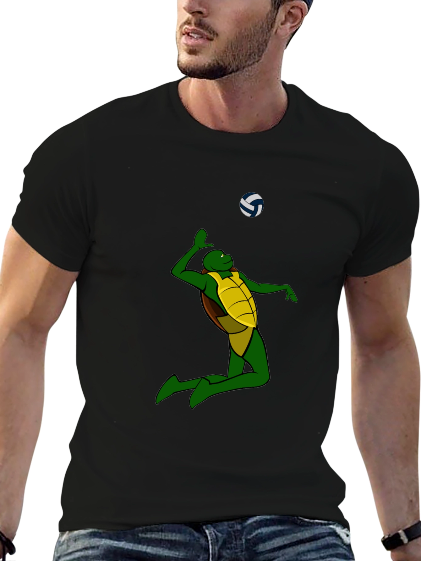 Turtle Volleyball Graphic T-Shirt - Black