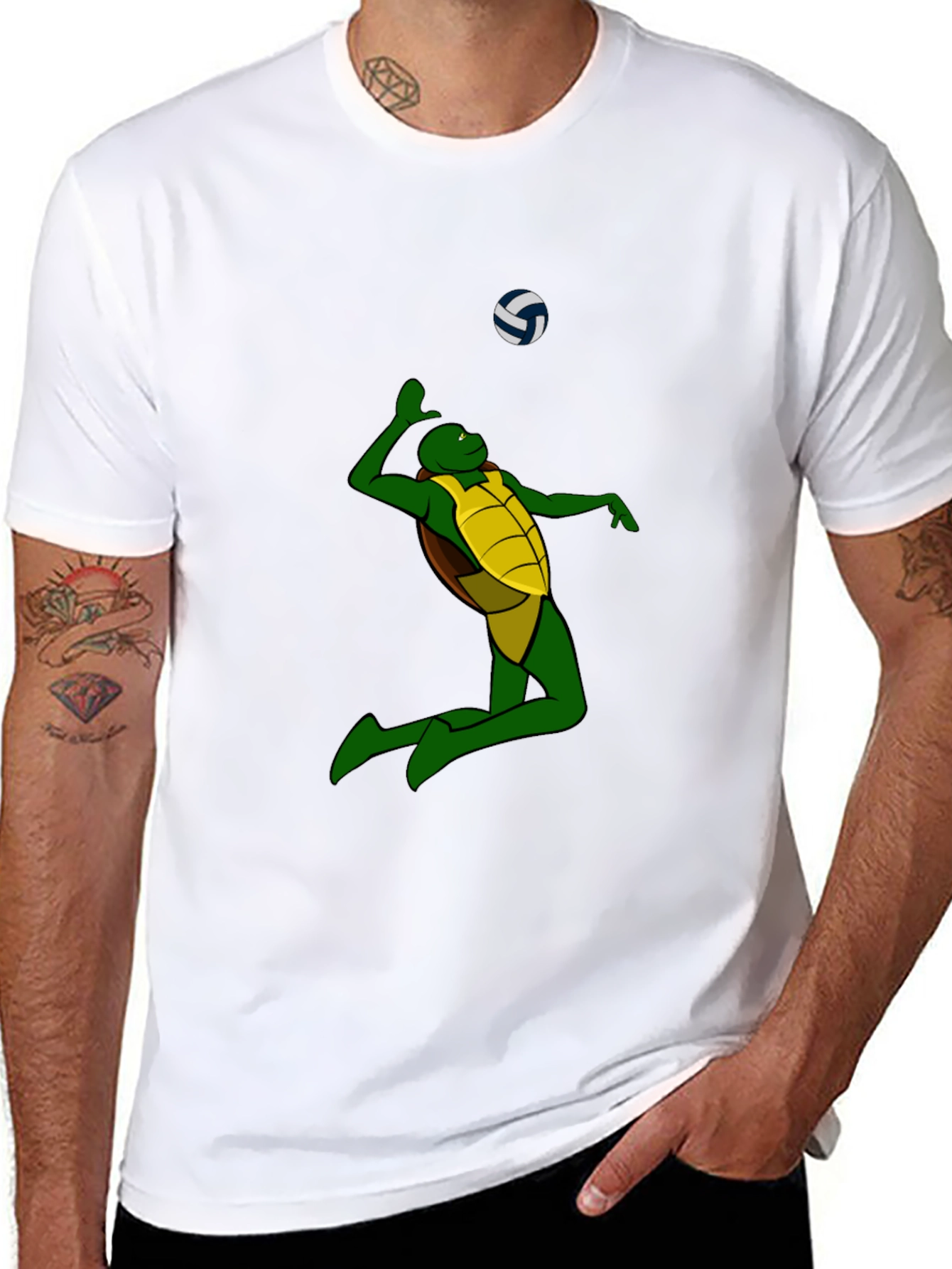 Turtle Volleyball Graphic T-Shirt - Black