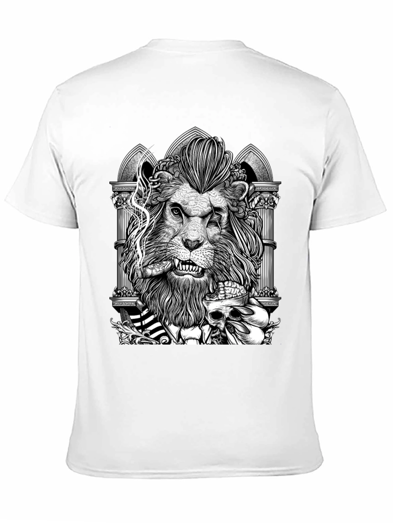 Lion with Skull Graphic Tee - Black