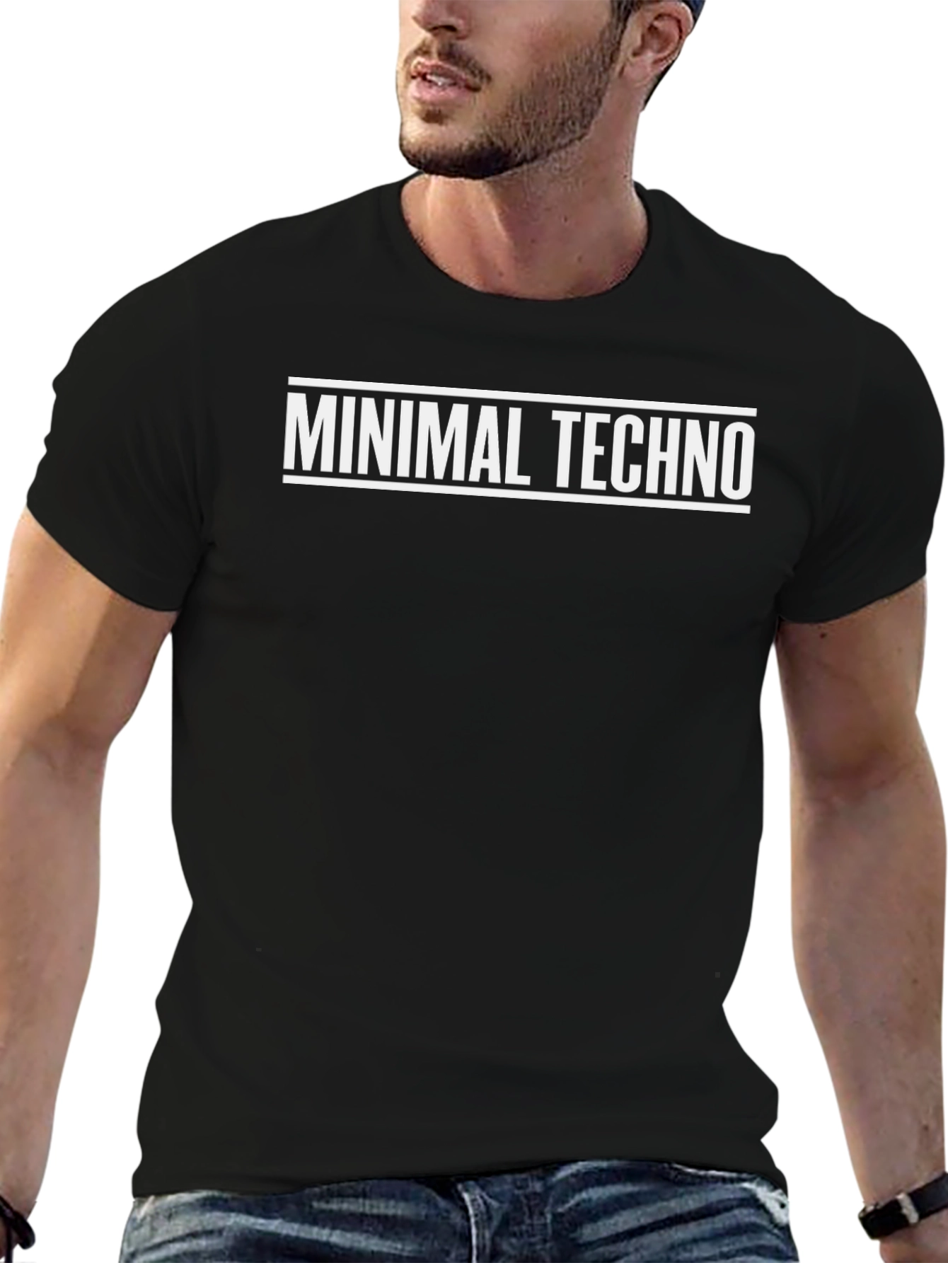 Minimal Techno Graphic Tee - Black Cotton T-Shirt