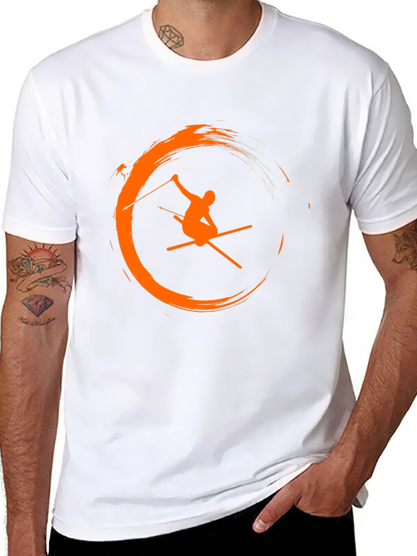Skiing Graphic Tee - Mens Black T-Shirt