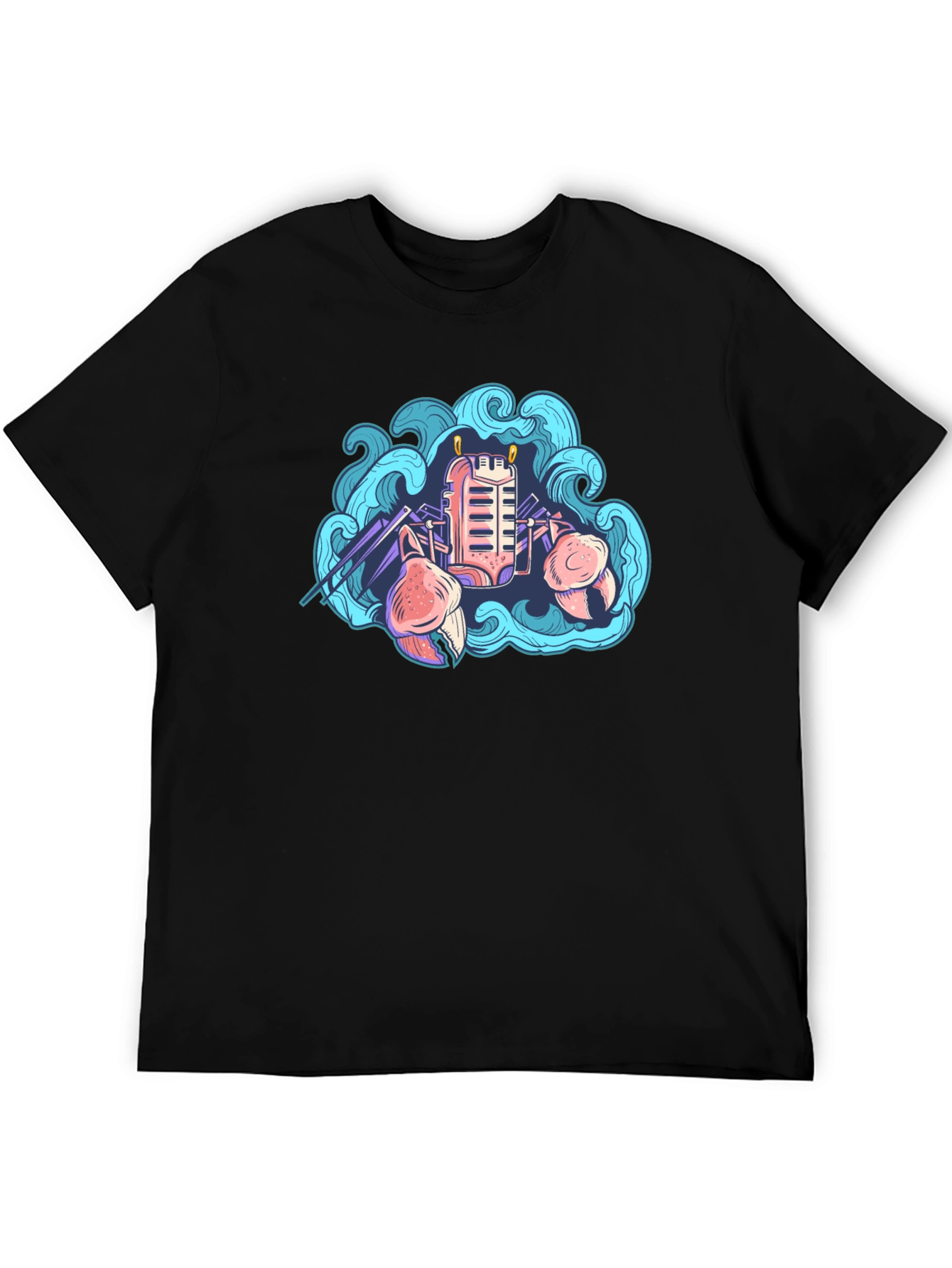 Retro Crab Tee - Coastal Synthwave