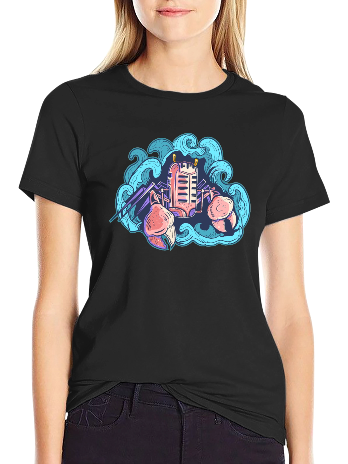Retro Crab Tee - Coastal Synthwave