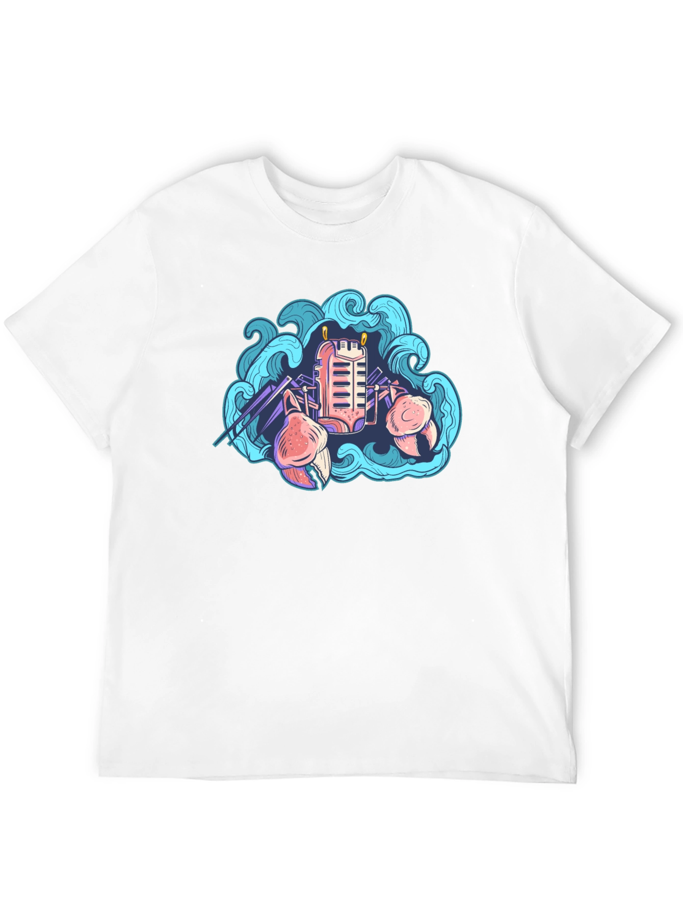 Retro Crab Tee - Coastal Synthwave