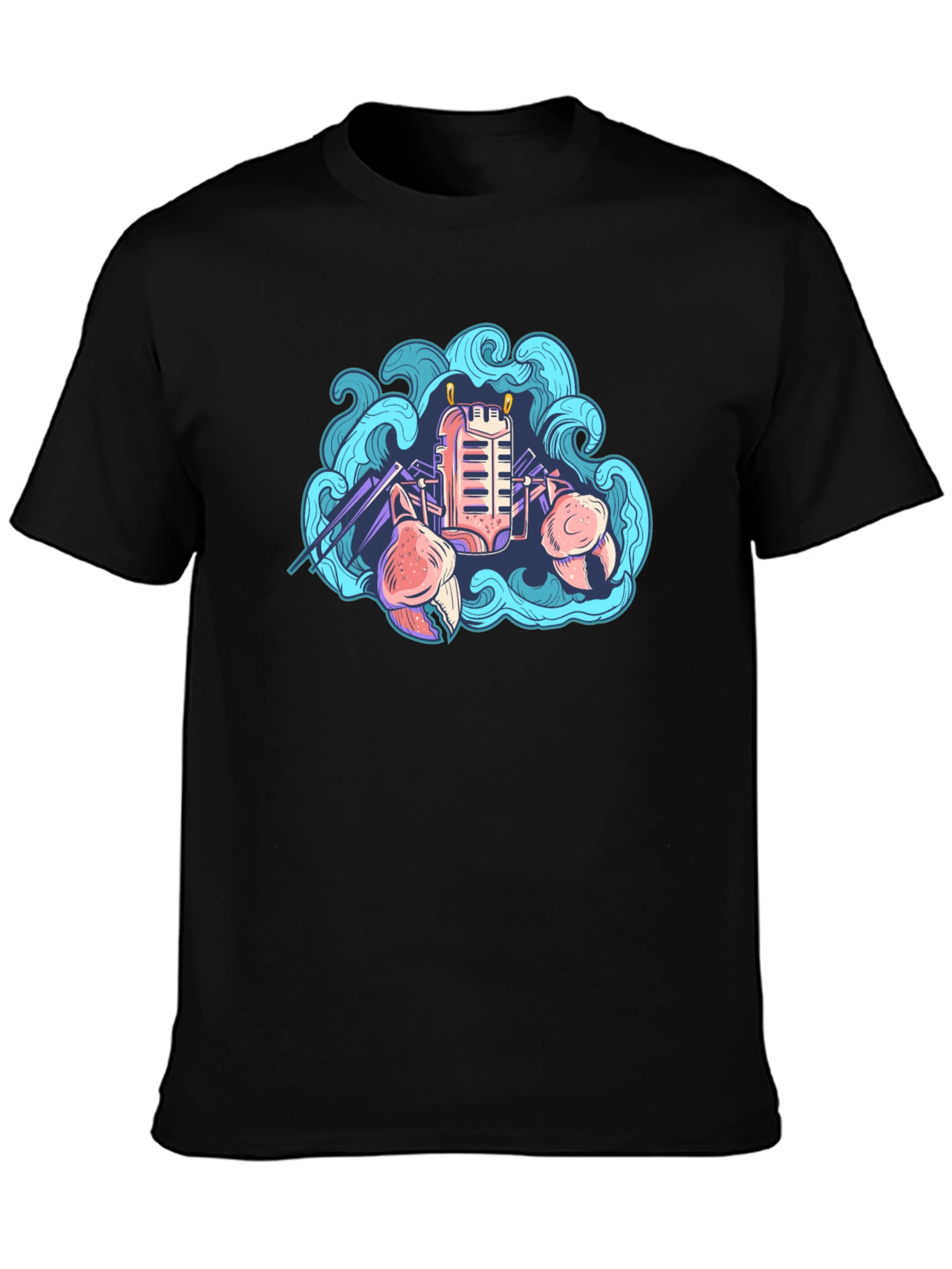 Retro Crab Tee - Coastal Synthwave