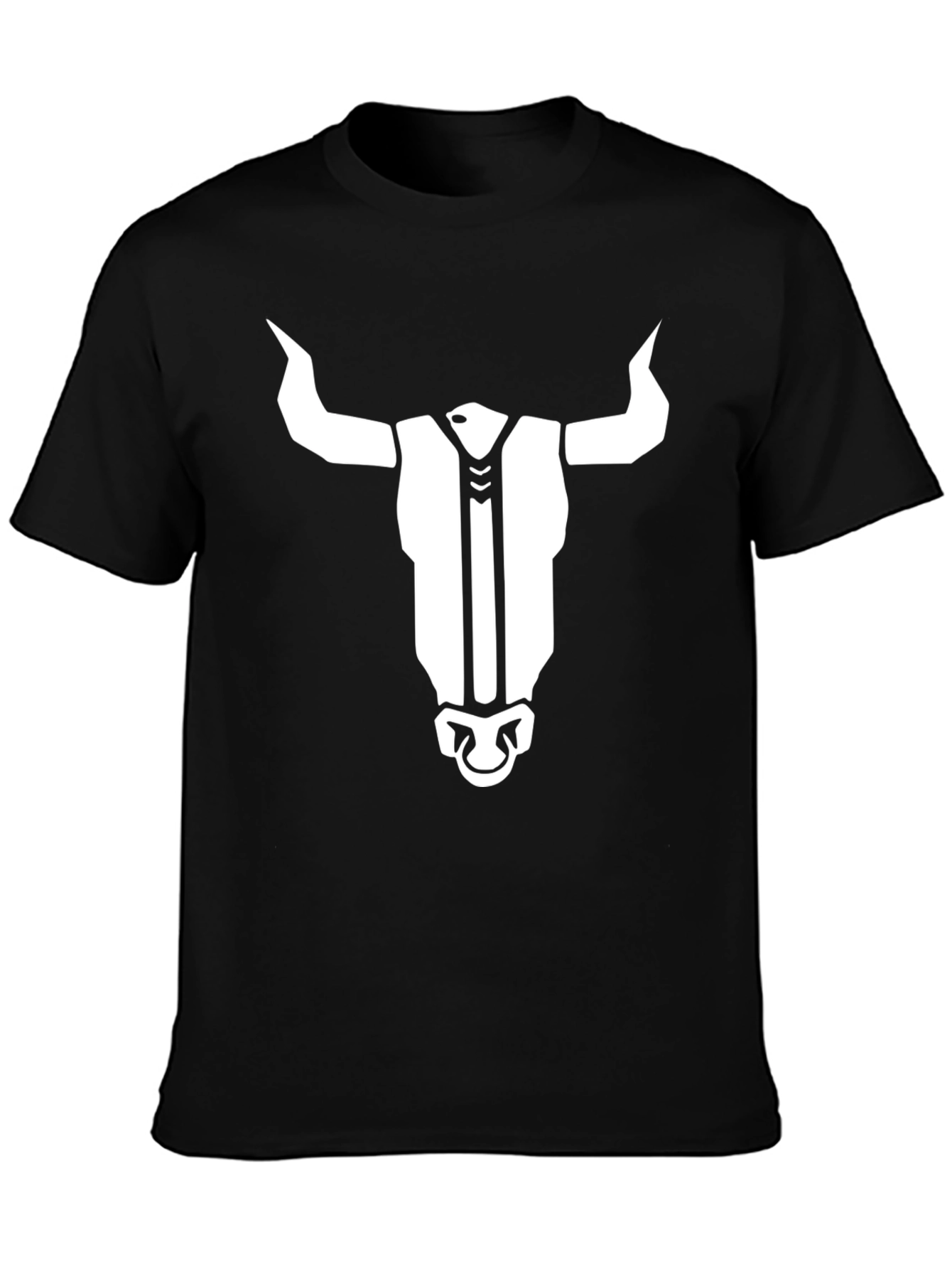 Black T-Shirt with Bull Head Graphic Print