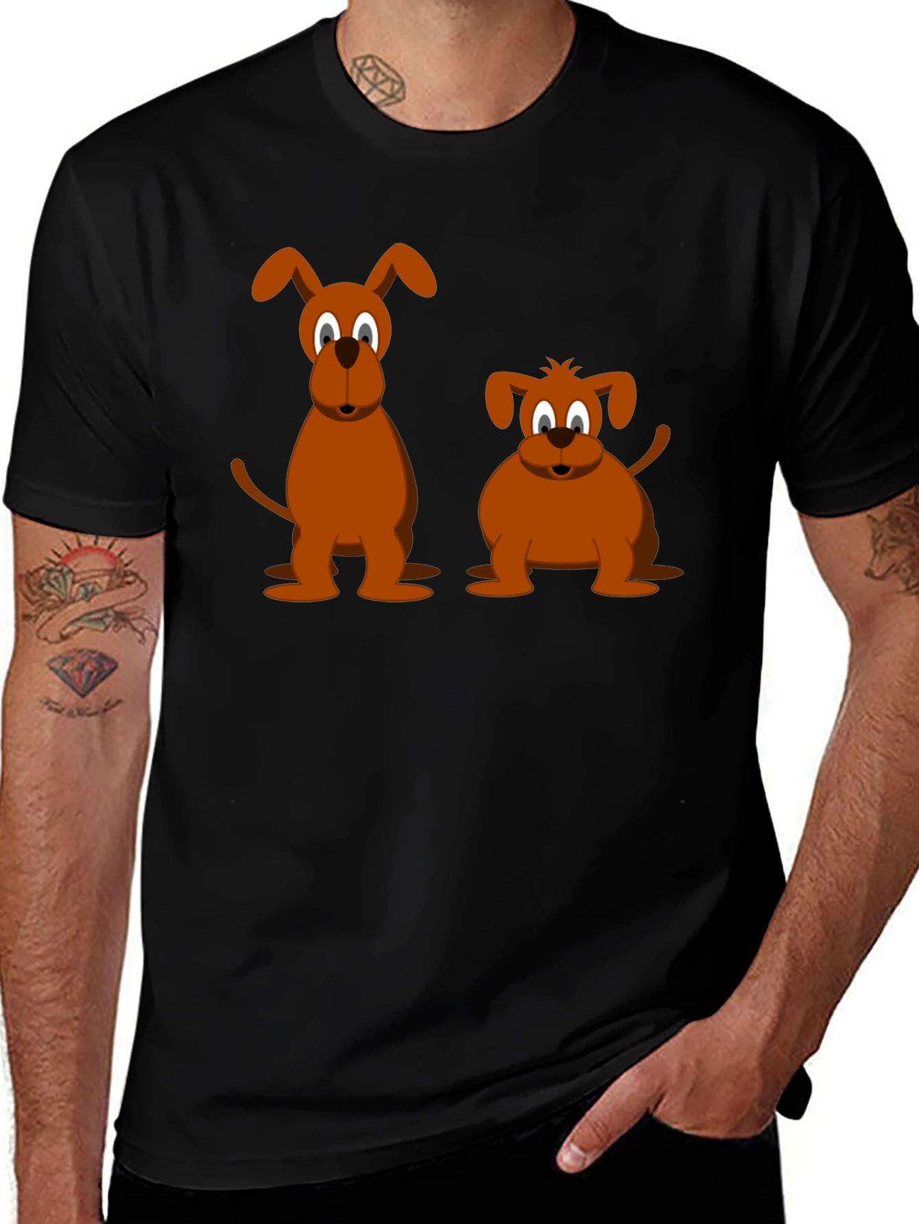 Two Cartoon Dogs T-Shirt – Cute Dog Lover Graphic Tee Gift