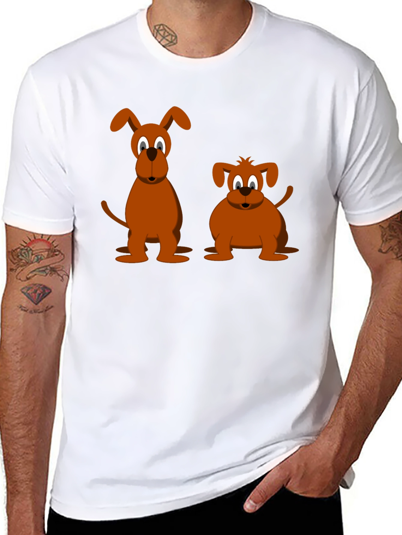 Two Cartoon Dogs T-Shirt – Cute Dog Lover Graphic Tee Gift