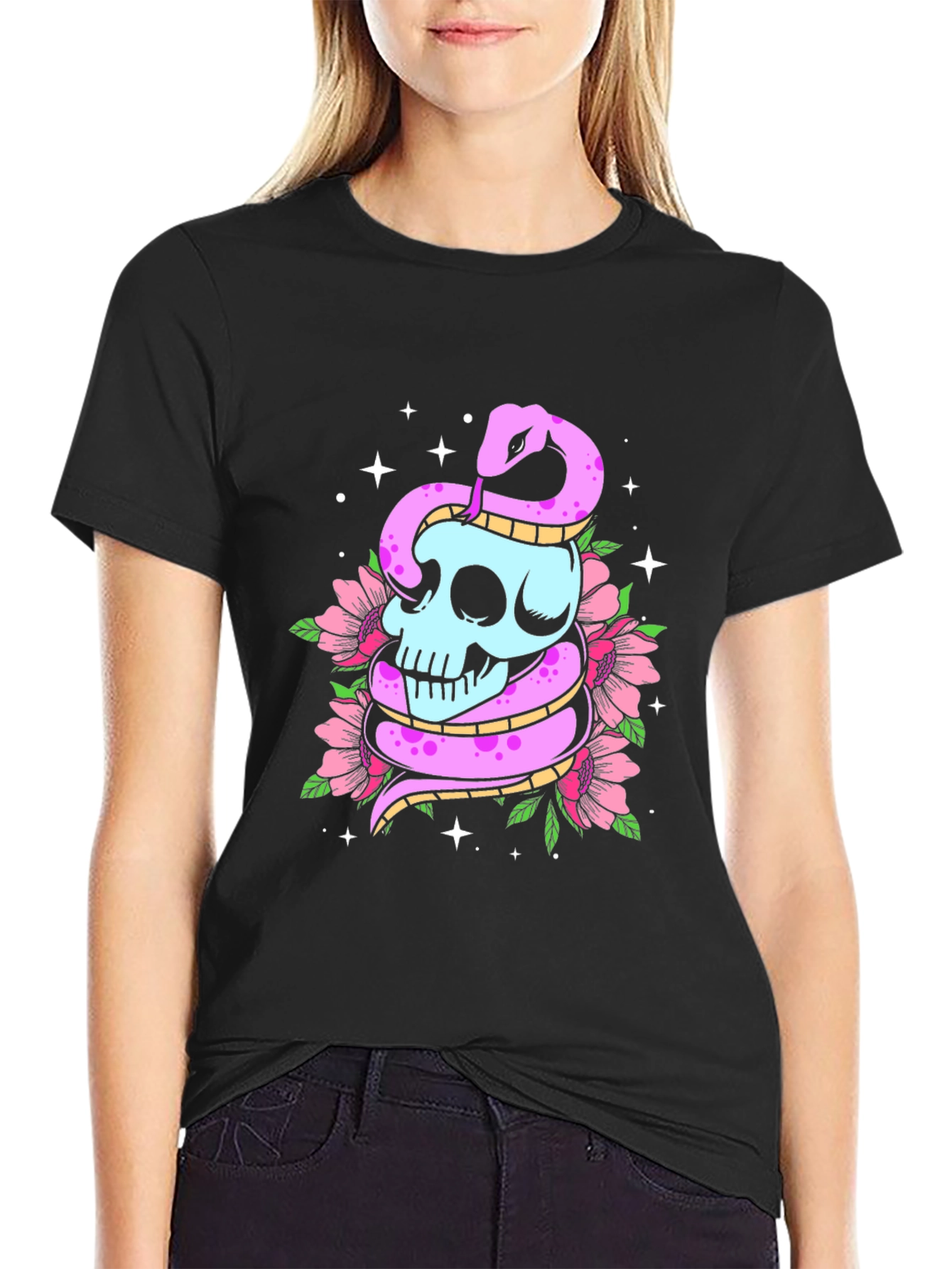 Skull & Snake Graphic Tee - Mens Black T-Shirt