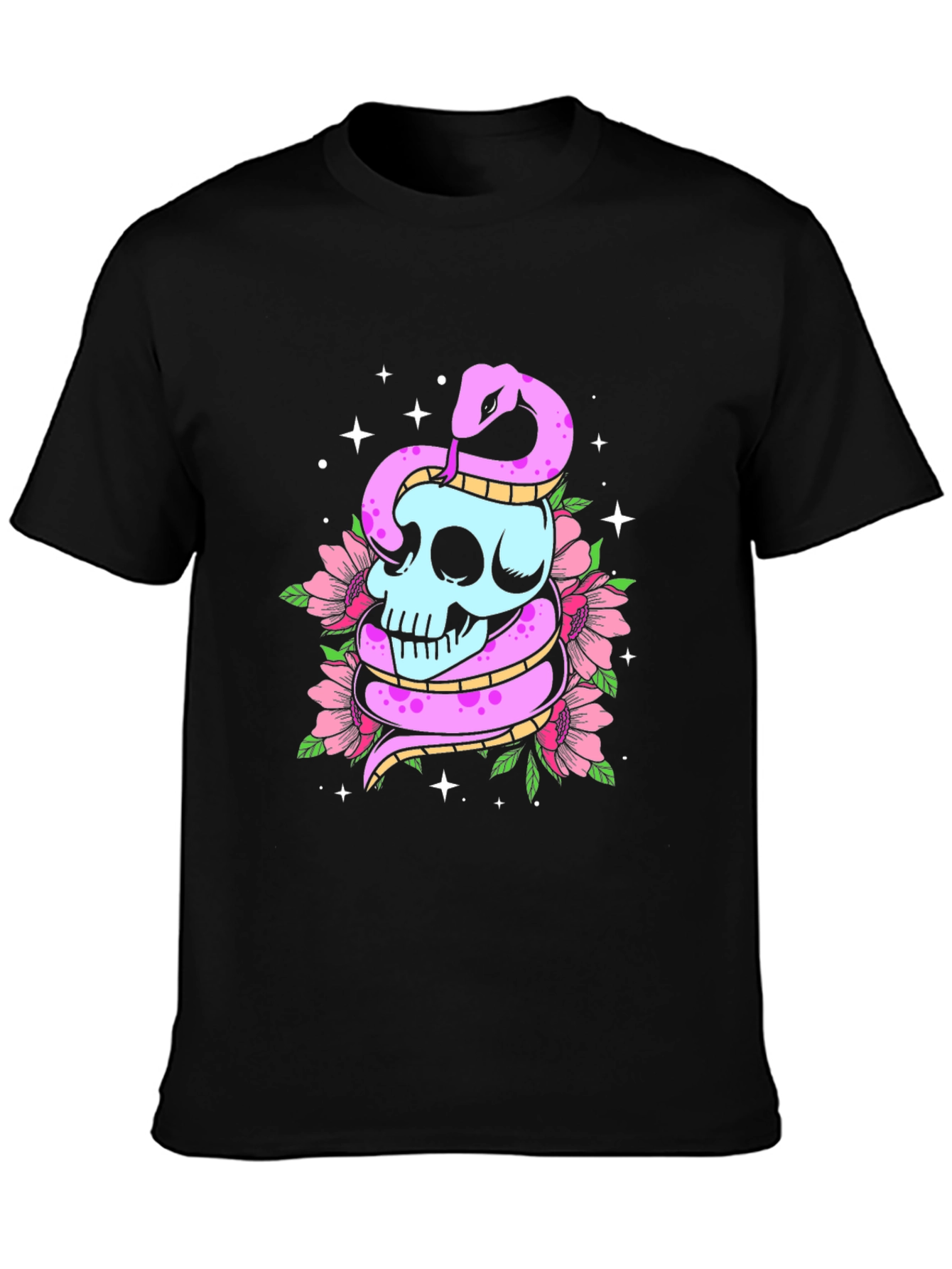 Skull & Snake Graphic Tee - Mens Black T-Shirt