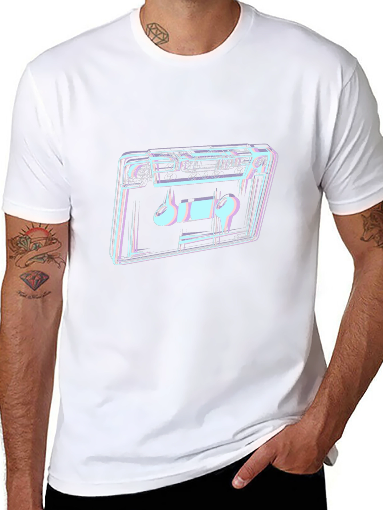 Retro Cassette Tape Graphic T-Shirt - Black