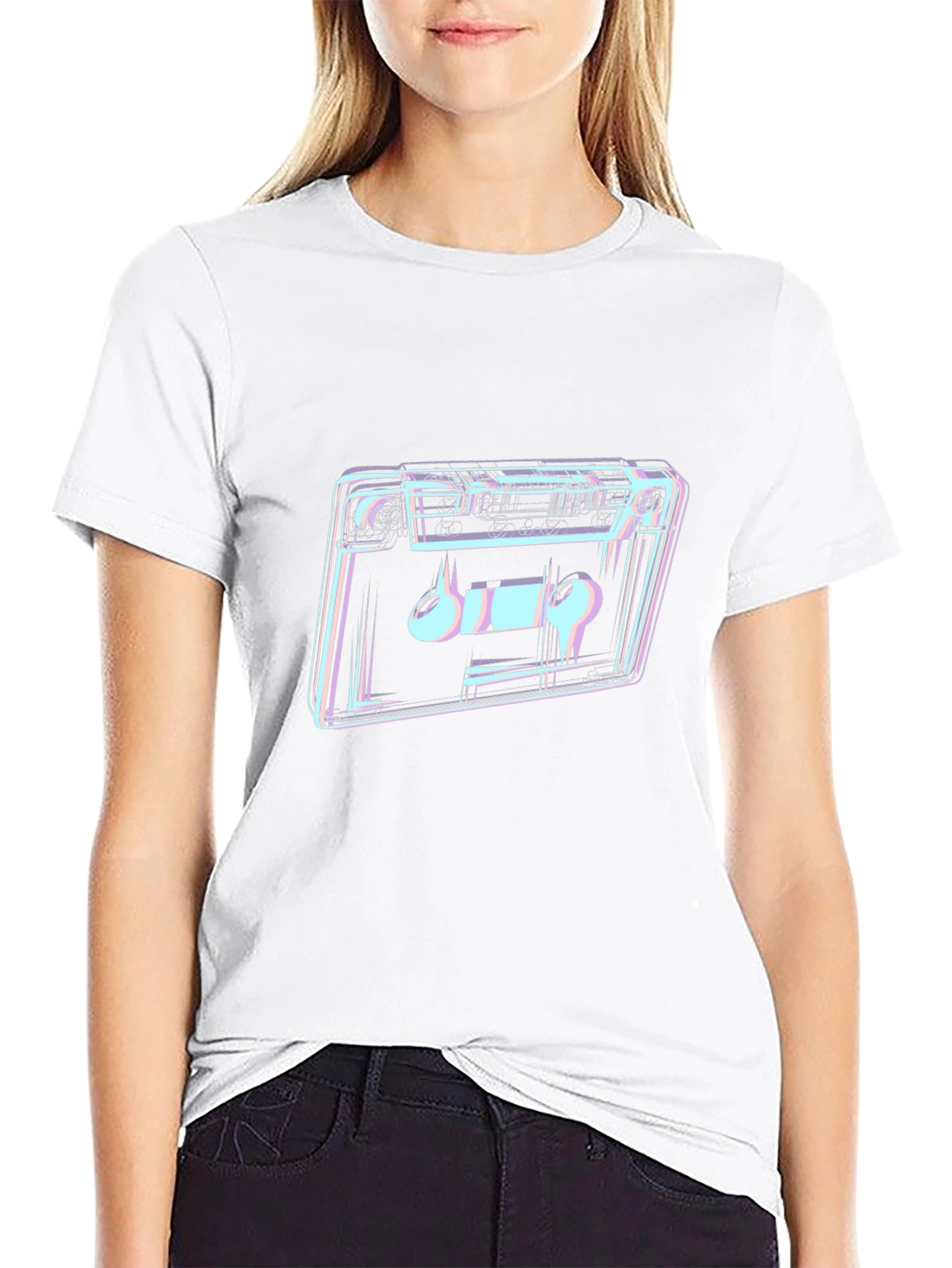 Retro Cassette Tape Graphic T-Shirt - Black