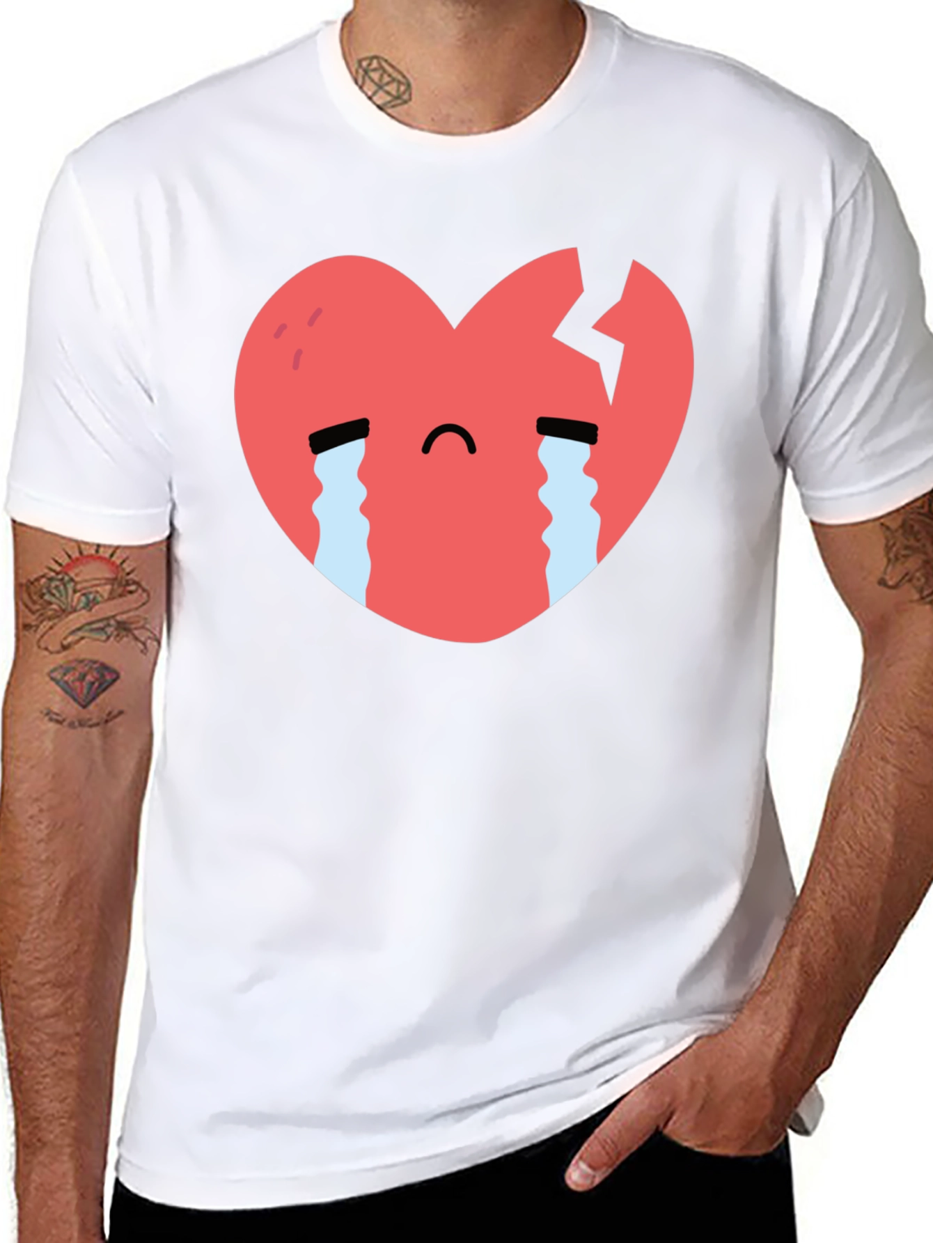 Sad Heart Graphic Black T-Shirt