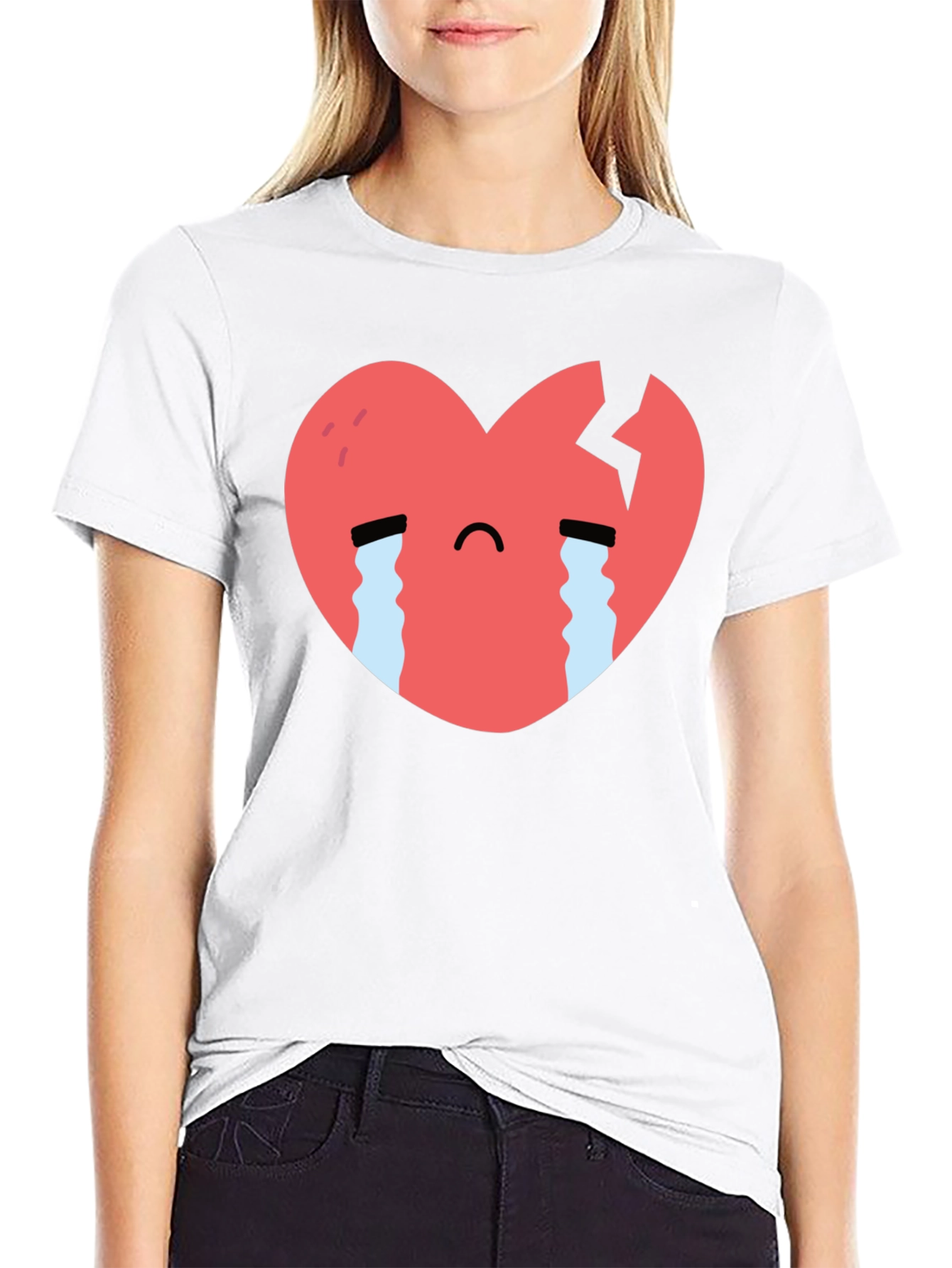 Sad Heart Graphic Black T-Shirt