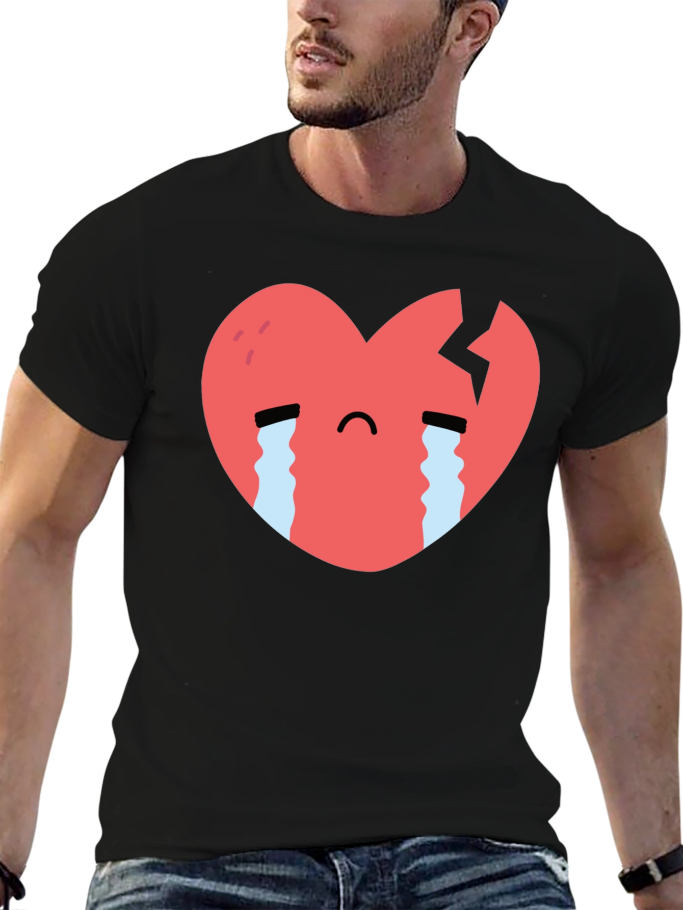 Sad Heart Graphic Black T-Shirt