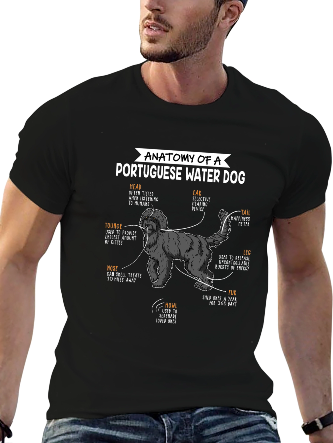 Portuguese Water Dog Anatomy T-Shirt – Funny Dog Lover Graphic Tee Gift