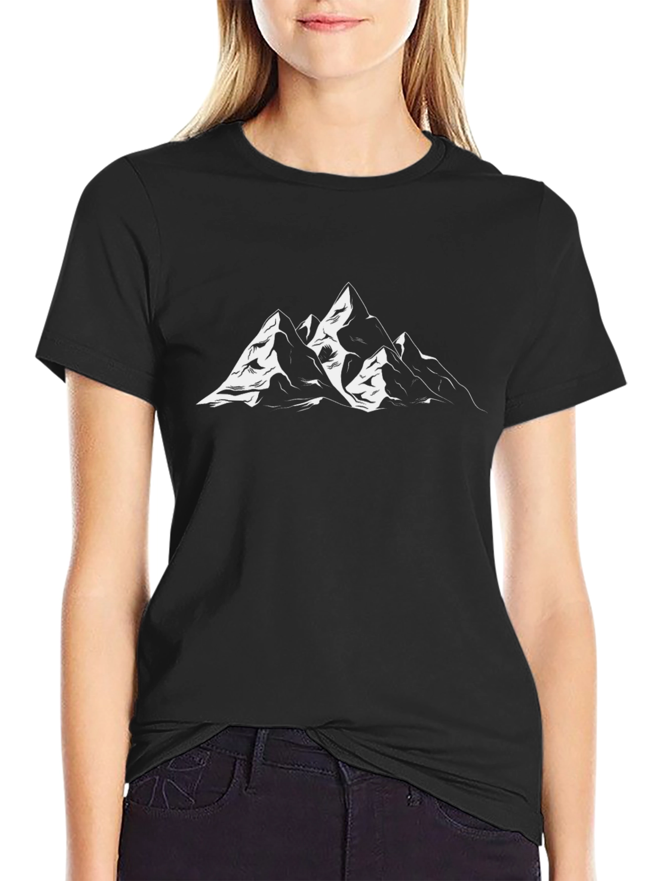 Black T-Shirt with Mountain Design