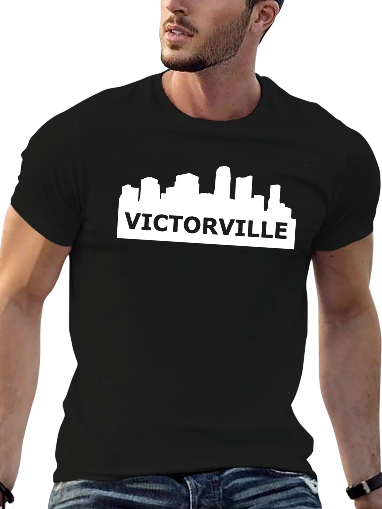 Victorville Skyline T-Shirt - Black Cotton Tee