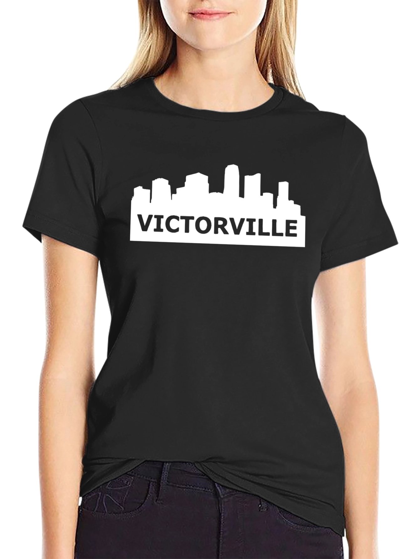Victorville Skyline T-Shirt - Black Cotton Tee