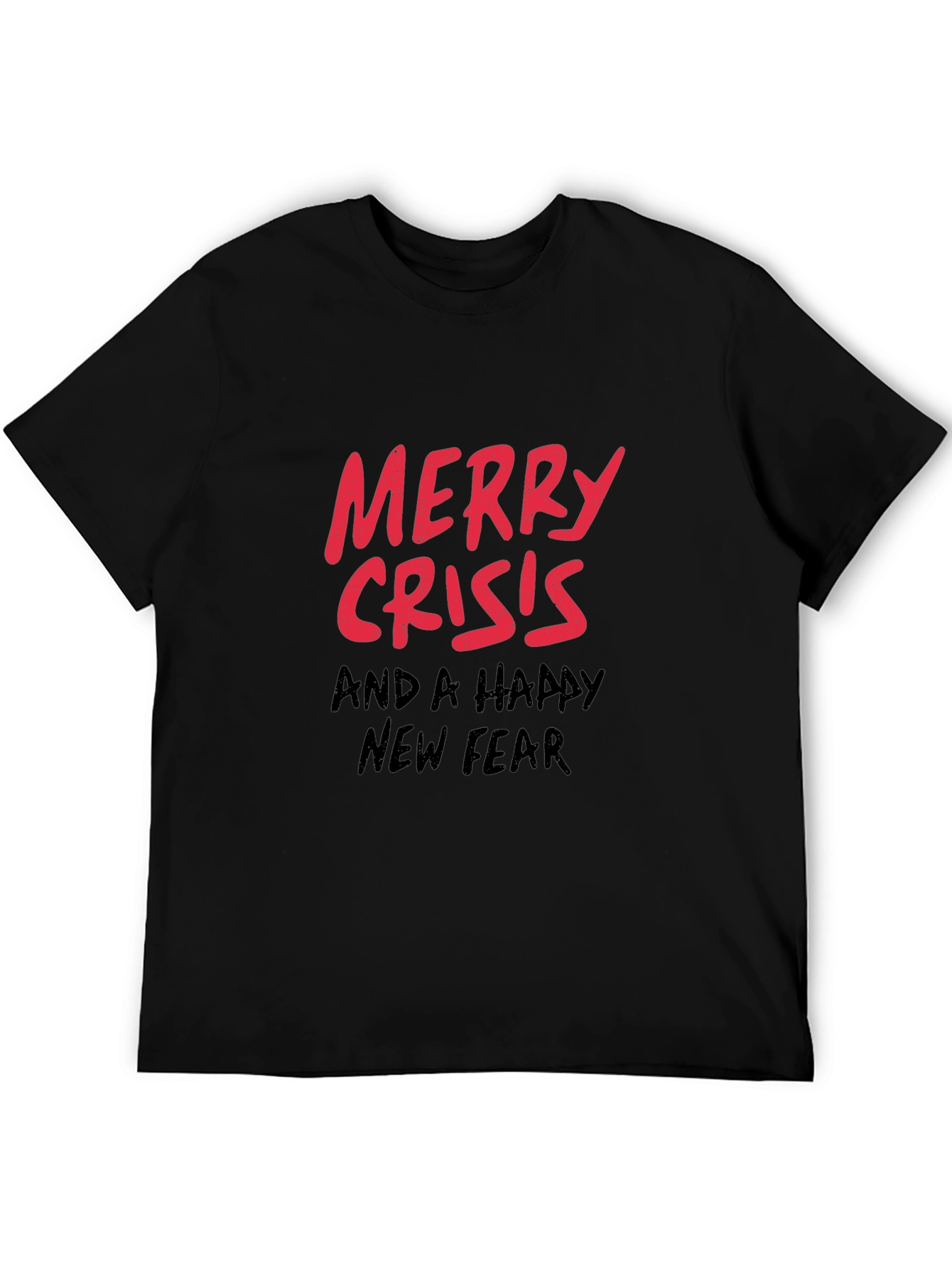 Merry Crisis T-Shirt - Black Holiday Humor Tee