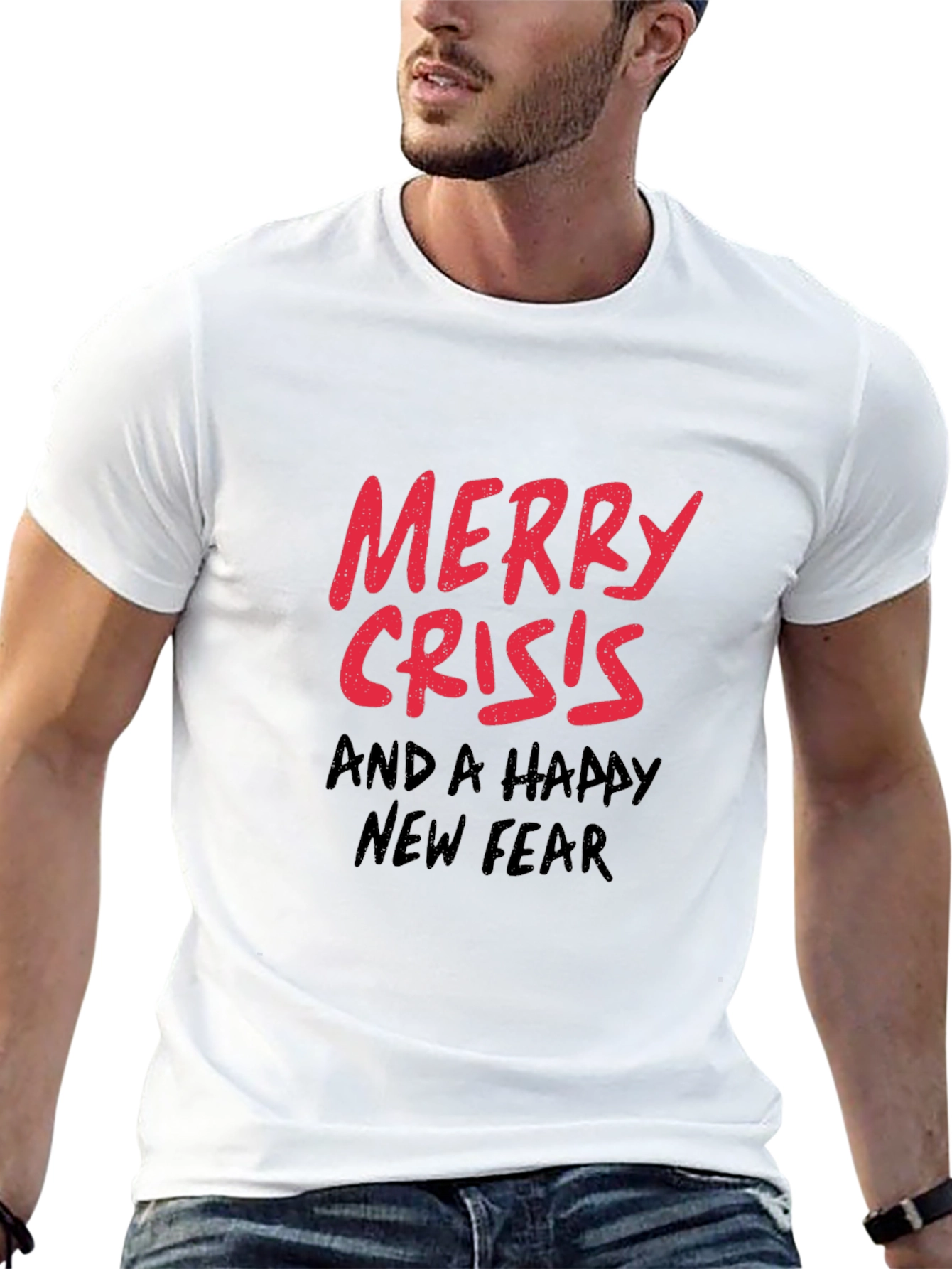 Merry Crisis T-Shirt - Black Holiday Humor Tee