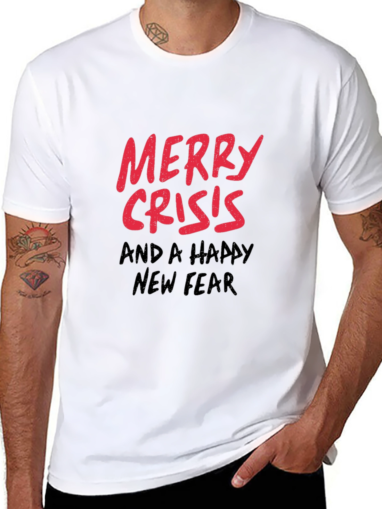 Merry Crisis T-Shirt - Black Holiday Humor Tee