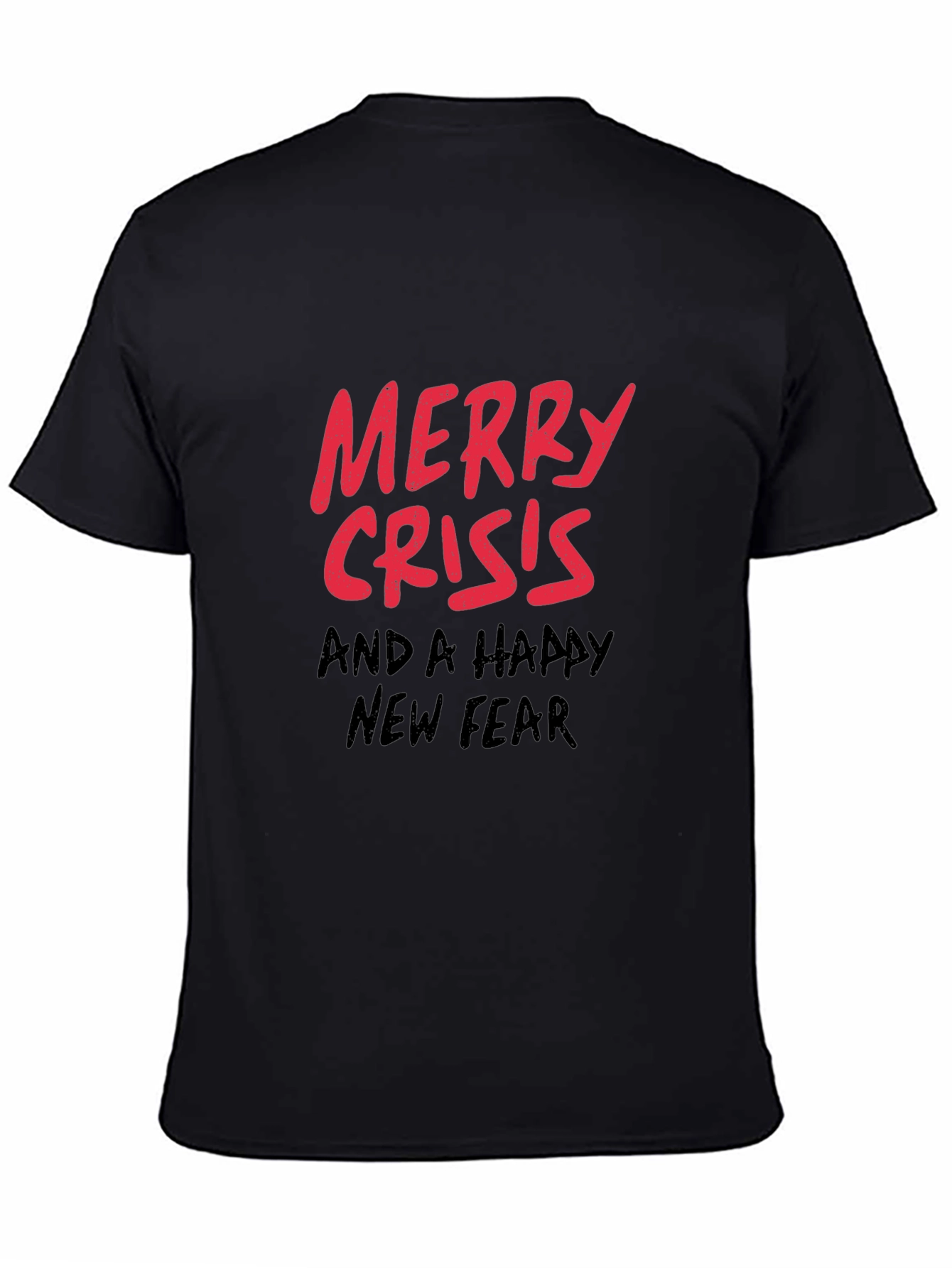 Merry Crisis T-Shirt - Black Holiday Humor Tee